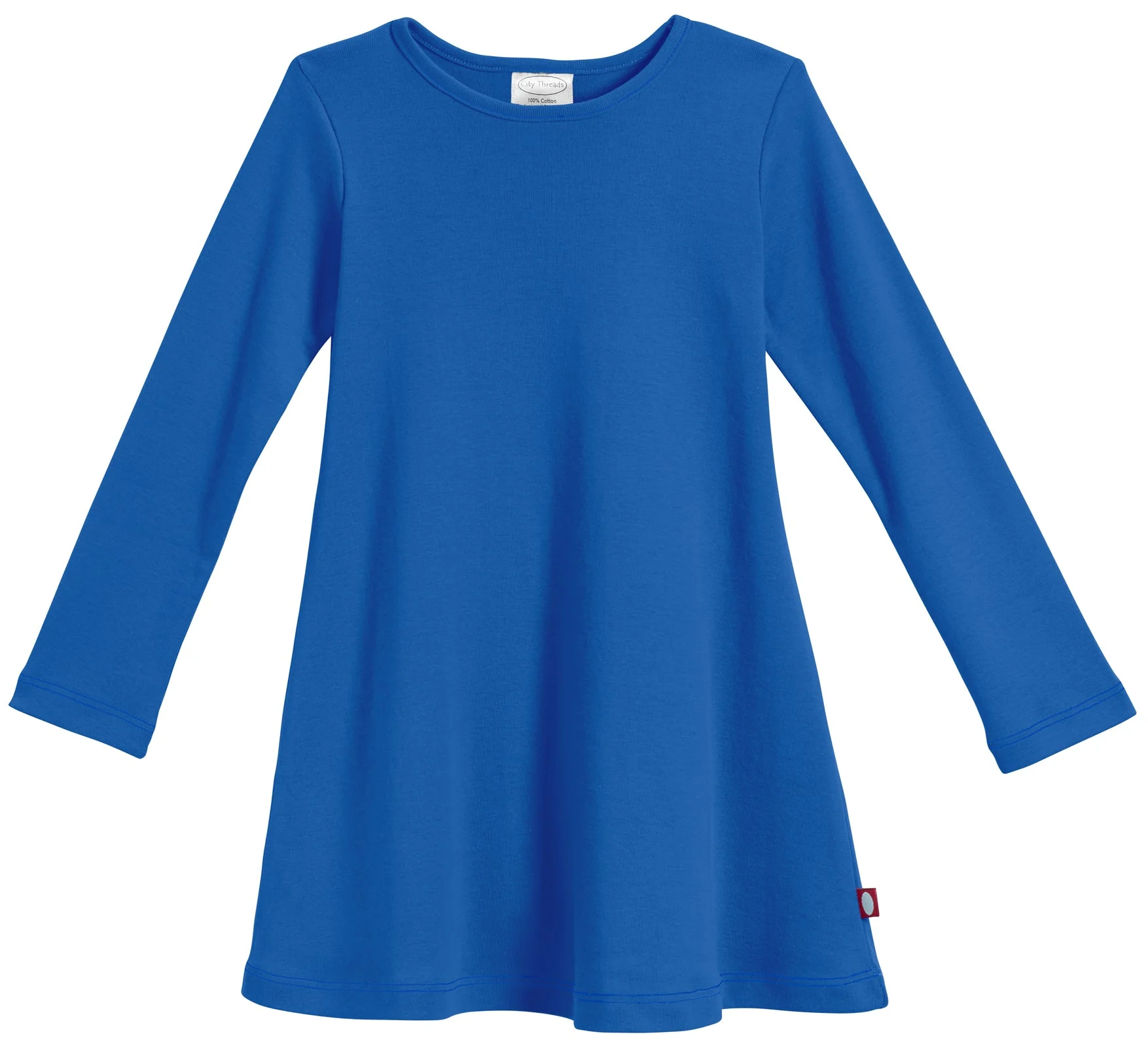 Girls Soft Cotton Long Sleeve Baby Rib Dress | Crayon Blue - Drispect