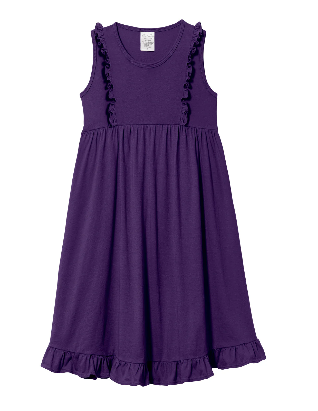 Girls Soft Cotton Jersey Flutter Tank Dress | Purple - Drispect