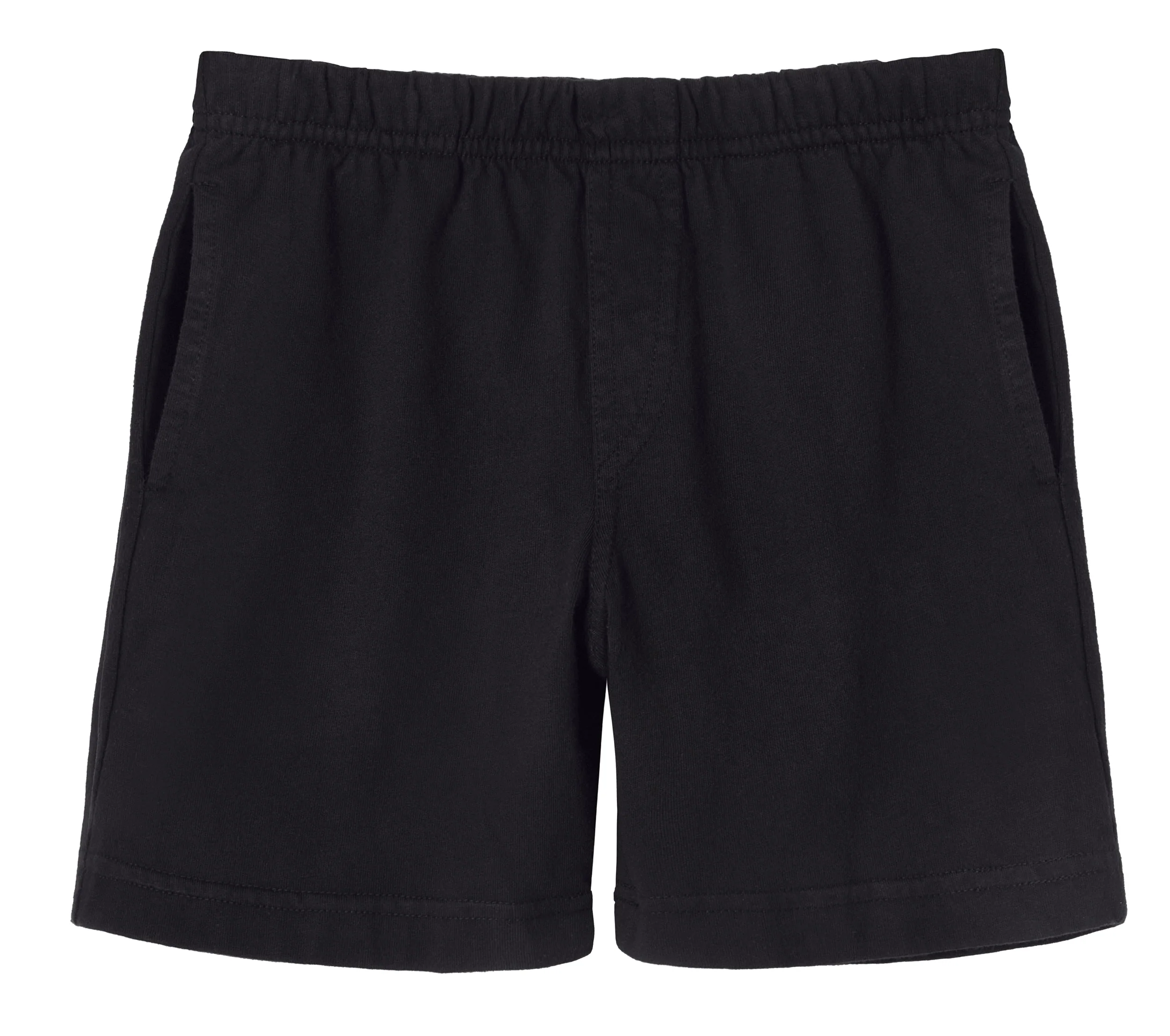 Boys Soft Cotton UPF 50+ Above-Knee Side Pocket Shorts | Black - Drispect