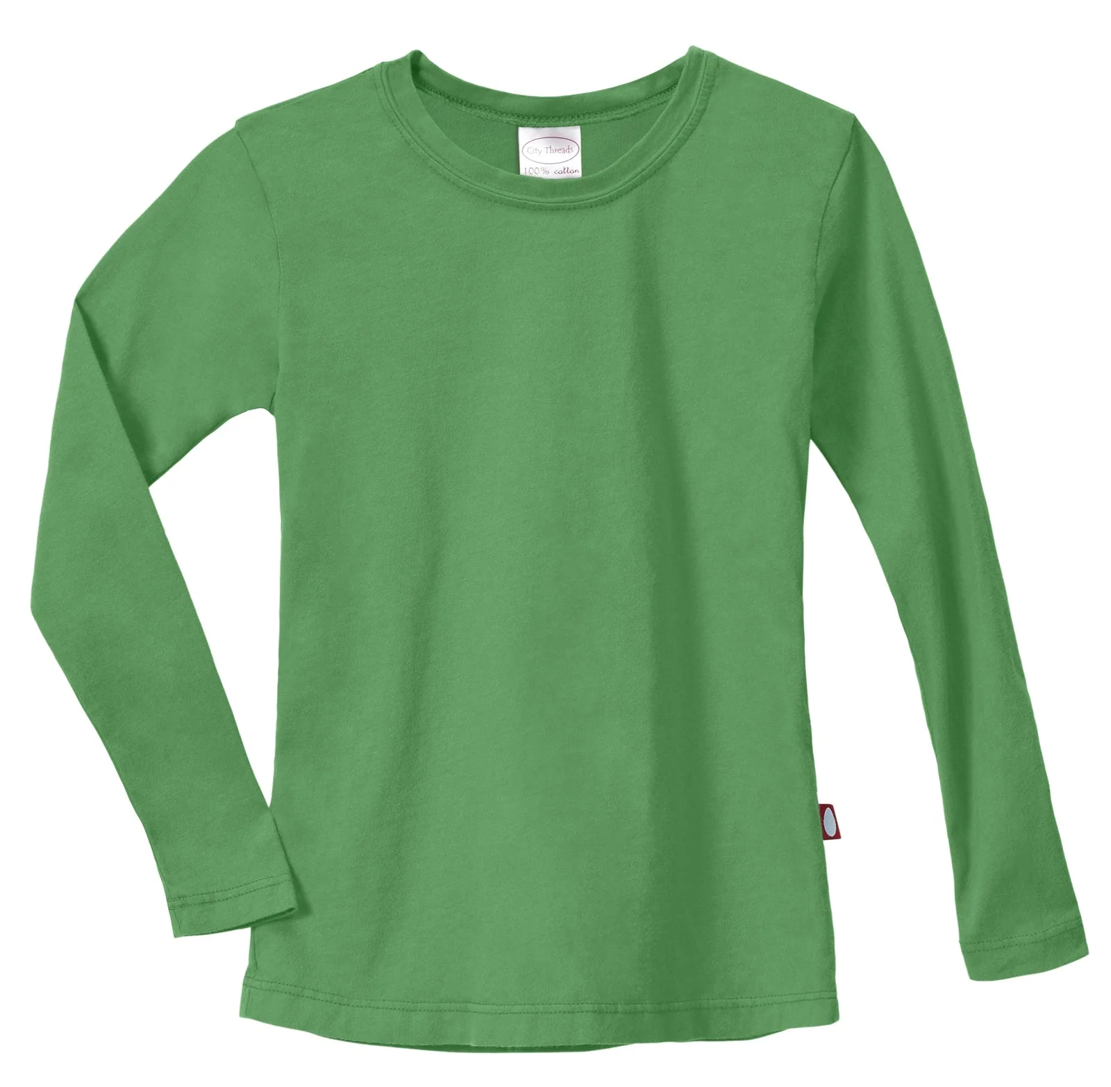 Girls Soft Cotton Jersey Long Sleeve Tee | Elf Green - Drispect