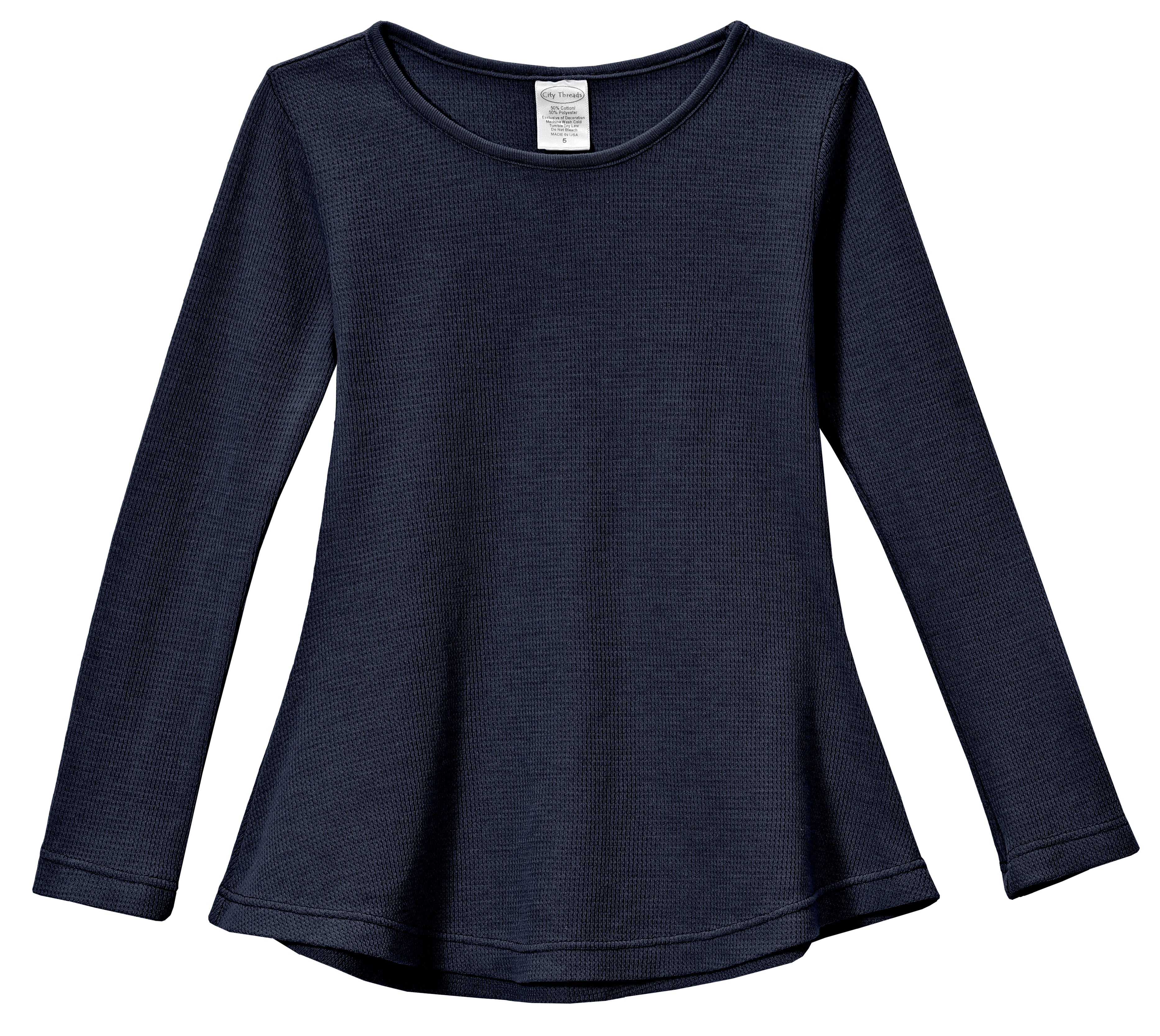 Girls Soft & Cozy Thermal Long Sleeve Tunic | Navy - Drispect