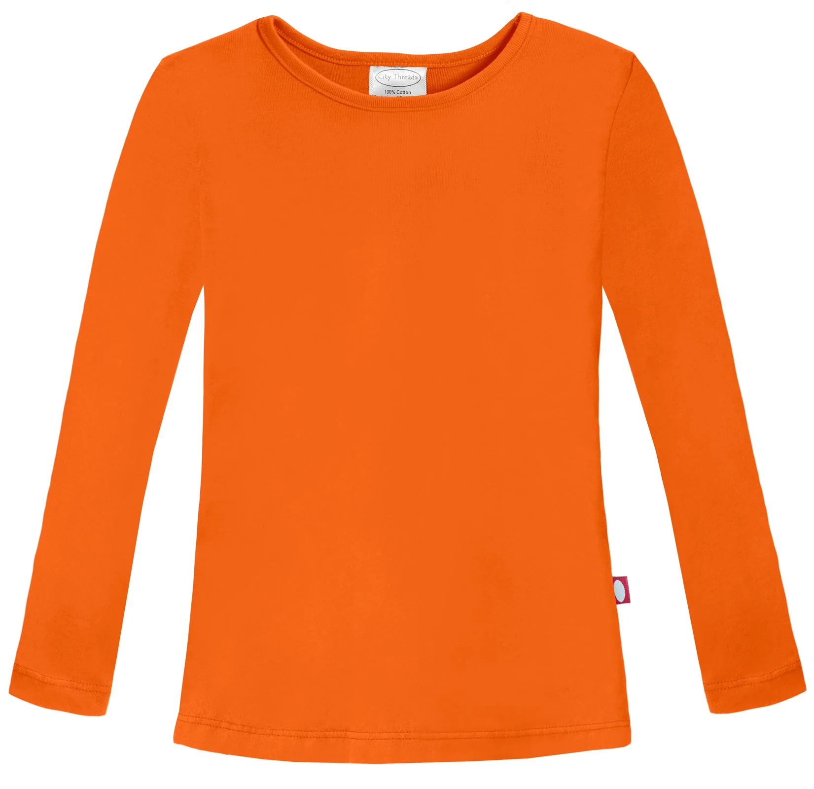 Girls Soft Cotton Jersey Long Sleeve Tee | Orange - Drispect