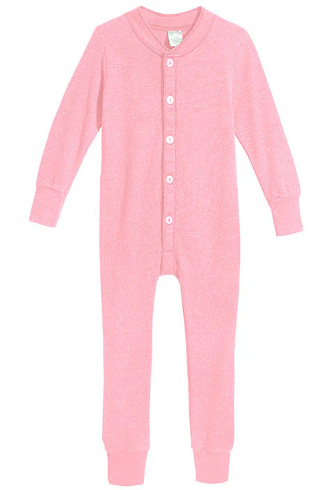 Boys and Girls Soft & Cozy Thermal One- Piece Union Suit  | Bright Light Pink - Drispect