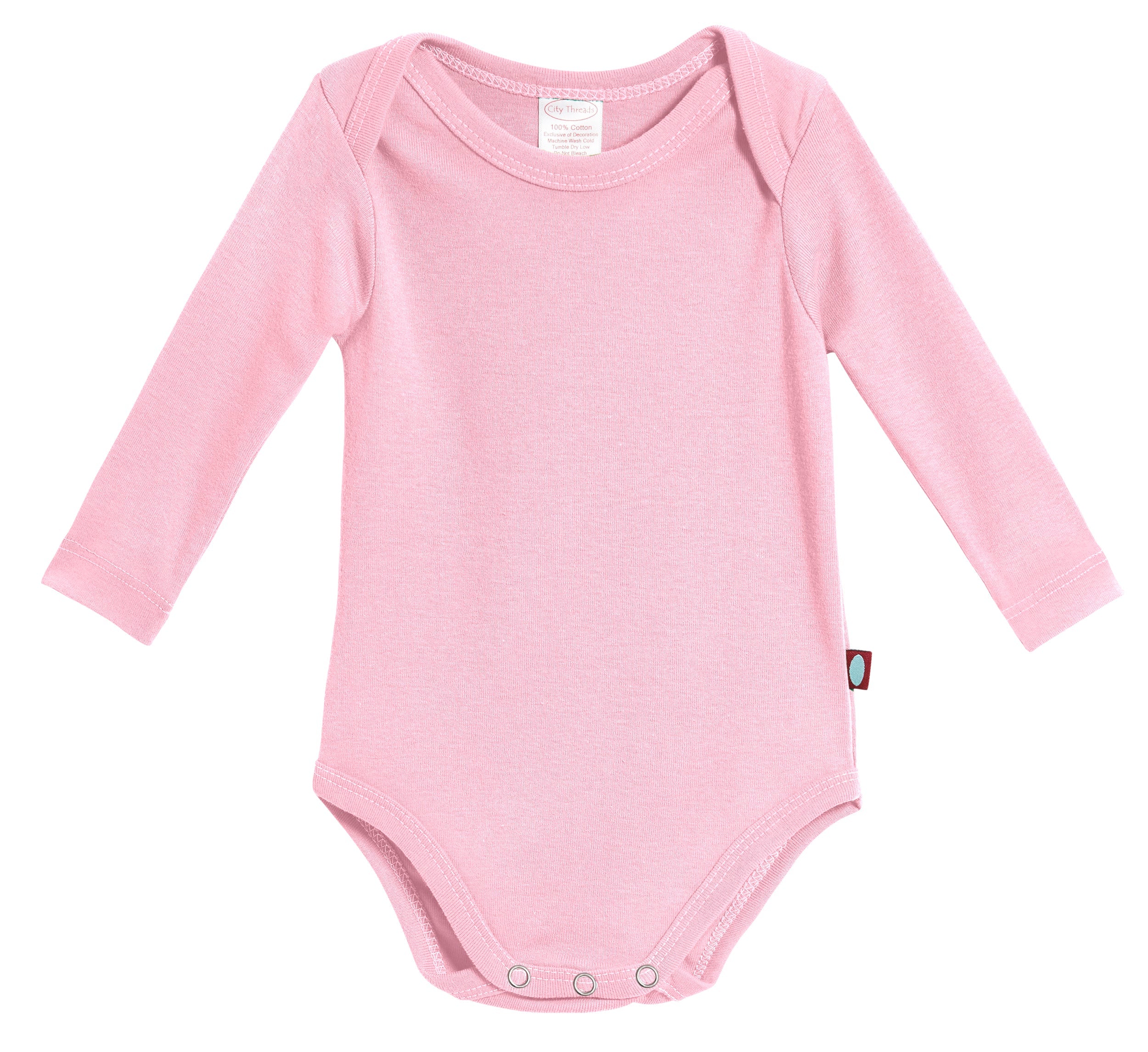 Super-Soft Organic Cotton Baby Rib Long Sleeve Snap Onesie| Bright Light Pink - Drispect