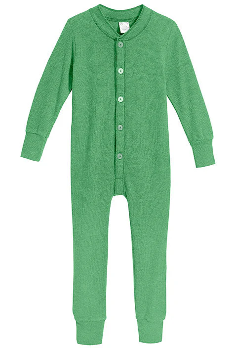 Boys and Girls Soft & Cozy Thermal One- Piece Union Suit  | Elf Green - Drispect