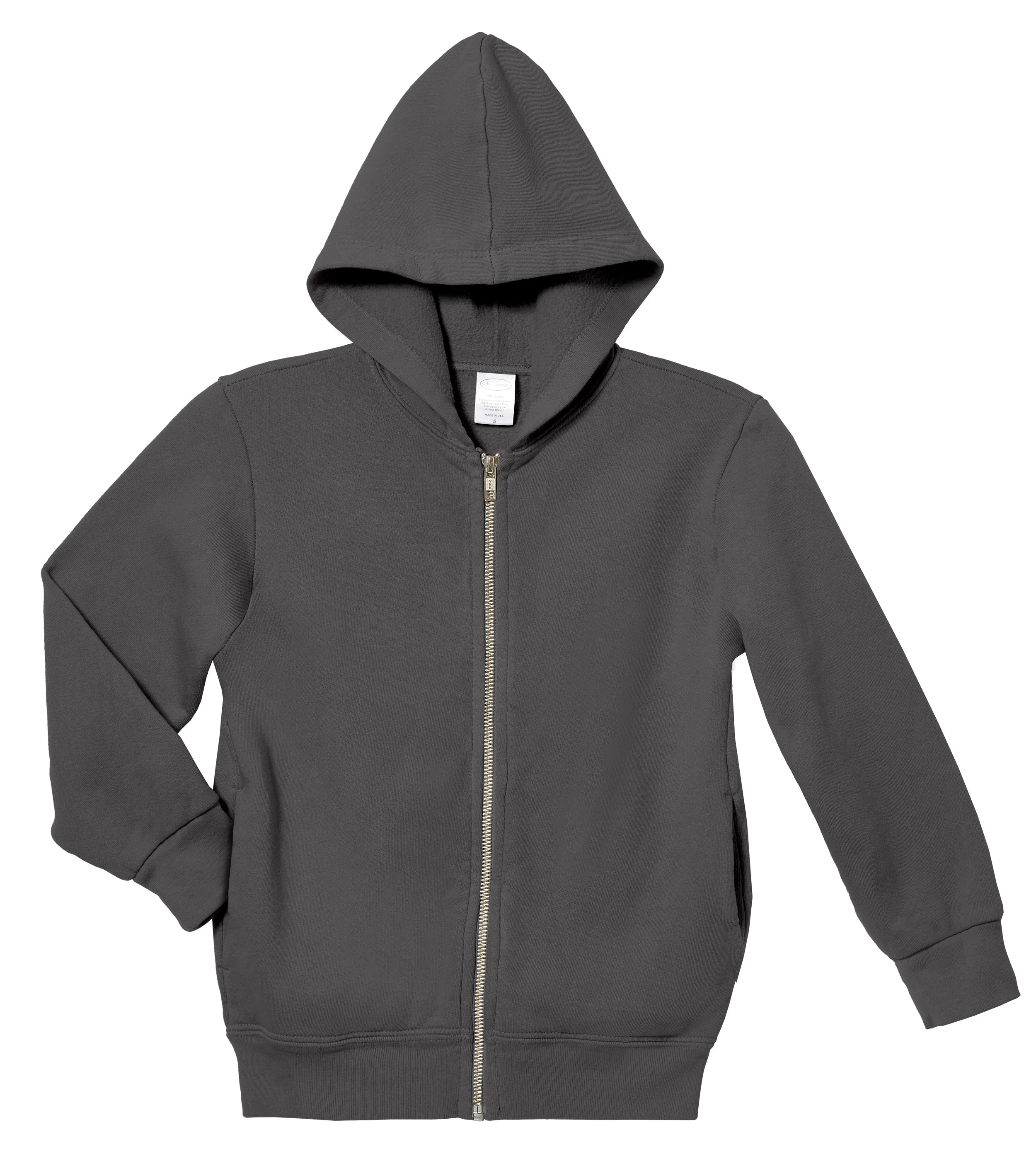 Soft & Cozy 100% Cotton Fleece Zip Hoodie with Inner Pockets | Charcoal - Drispect
