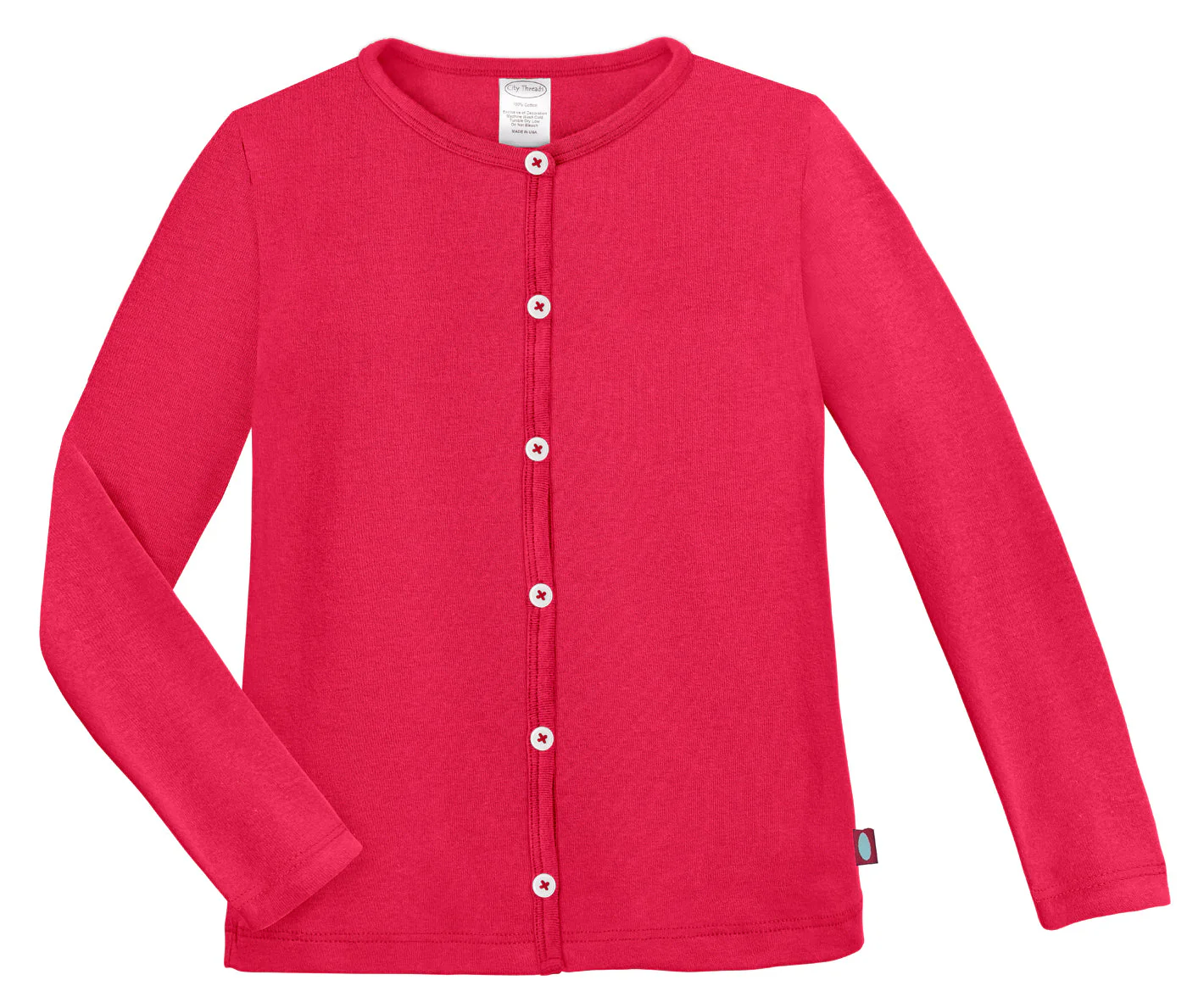 Girls Soft Cotton Button-Down Cardigan | Candy Apple - Drispect