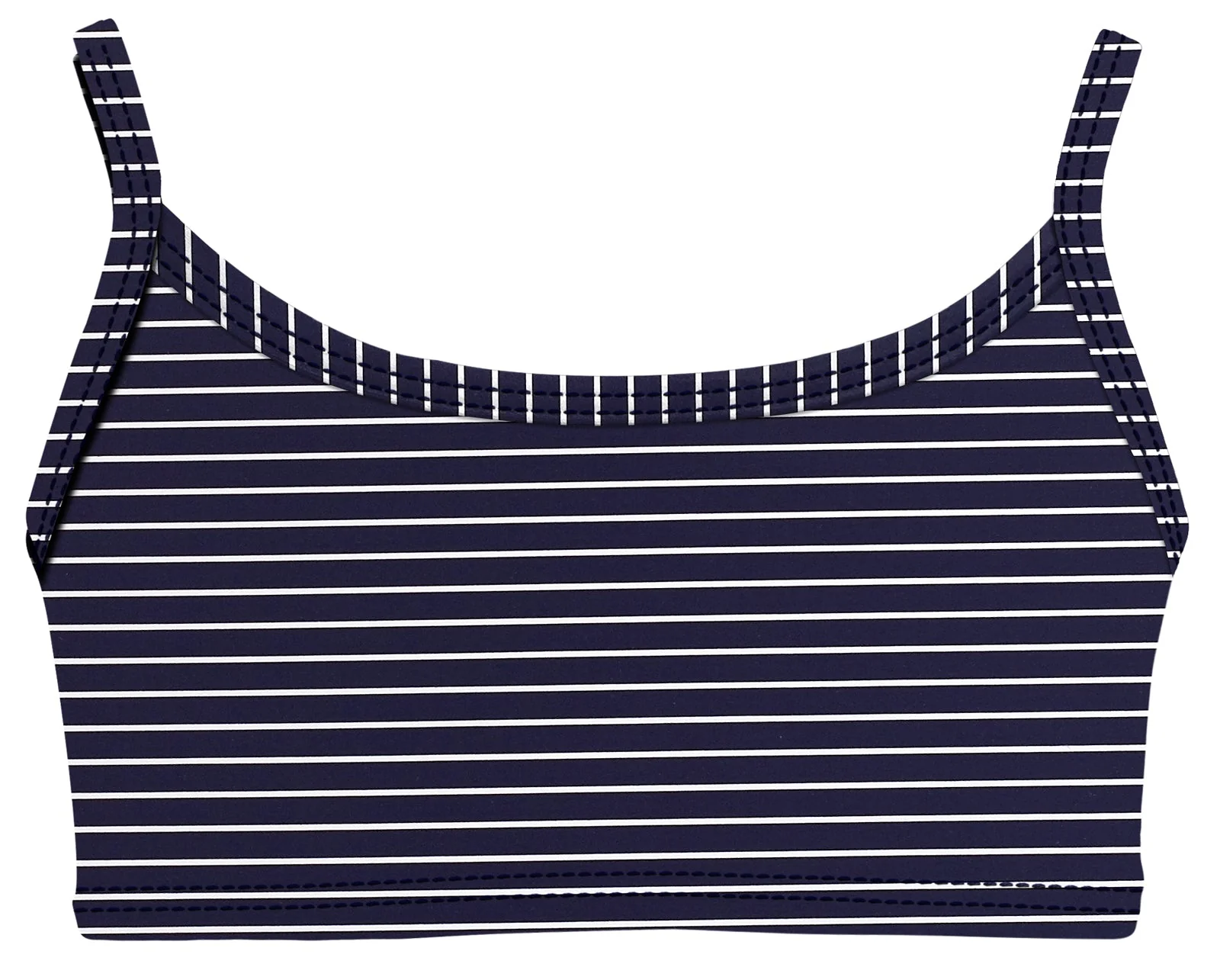 Girls UPF 50+ Printed Bikini Swim Top  | Marine Navy w- White Stripes - Drispect