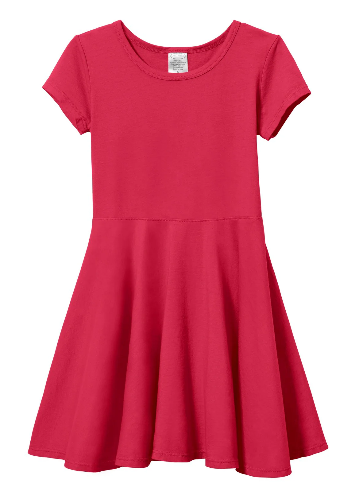 Girls Soft Cotton Jersey Short Sleeve Twirly Dress | Candy Apple - Drispect