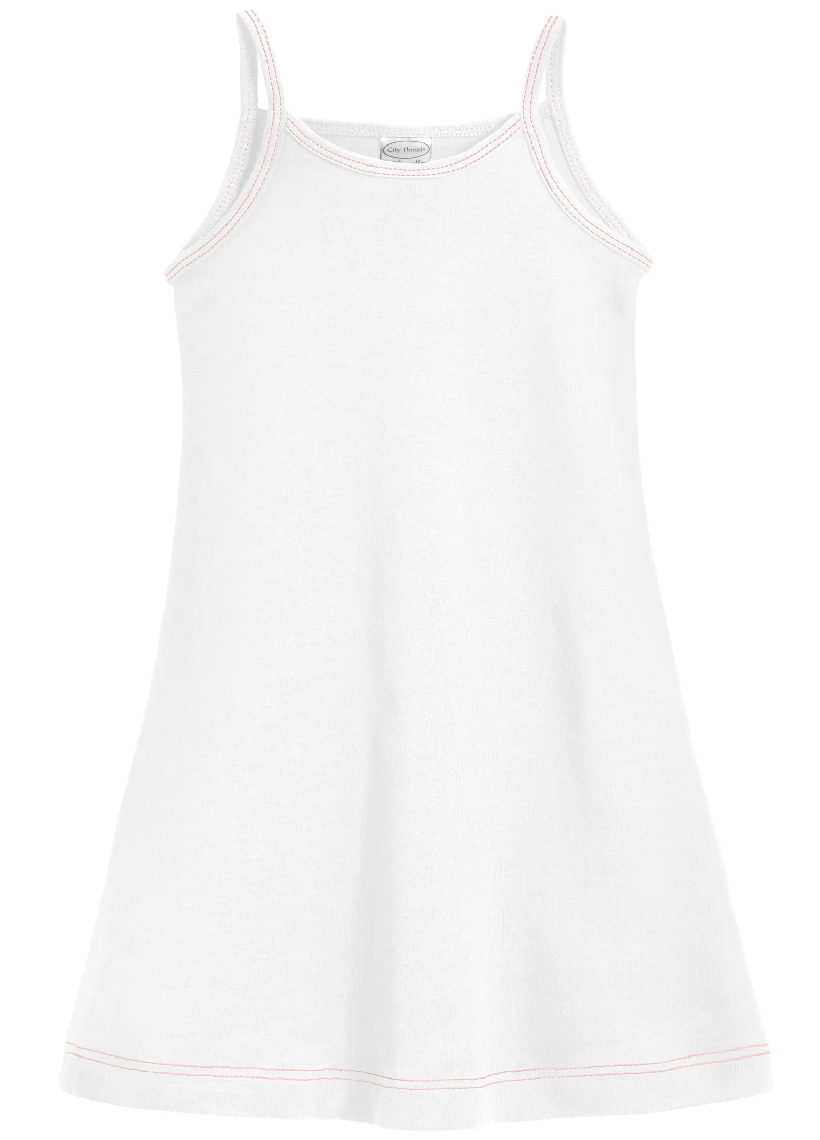 Girls Soft Cotton Camisole Dress  | White - Drispect