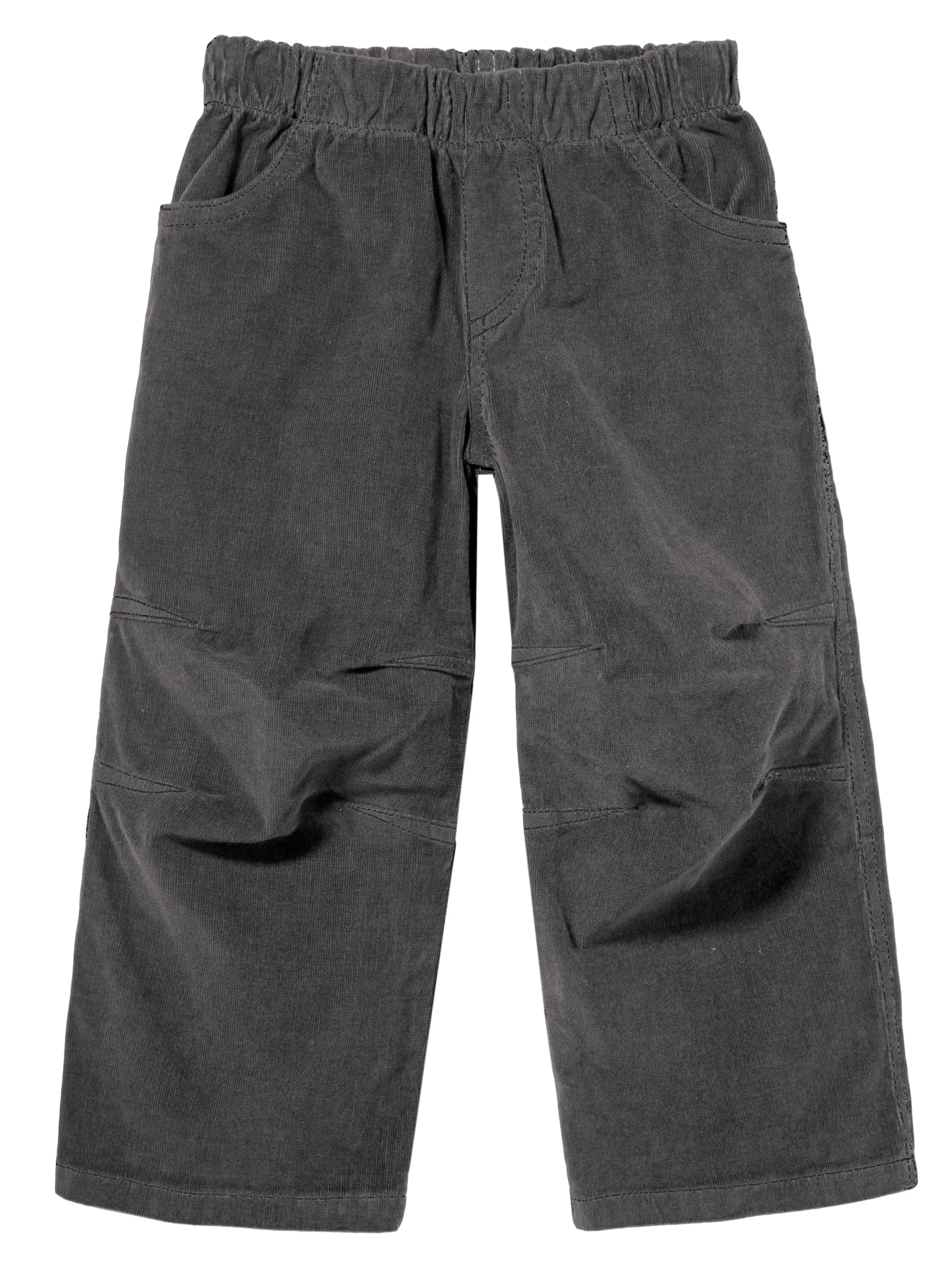 Soft Stretch Cord Pants With Knee Articulation - Matching Stitch | Charcoal - Drispect
