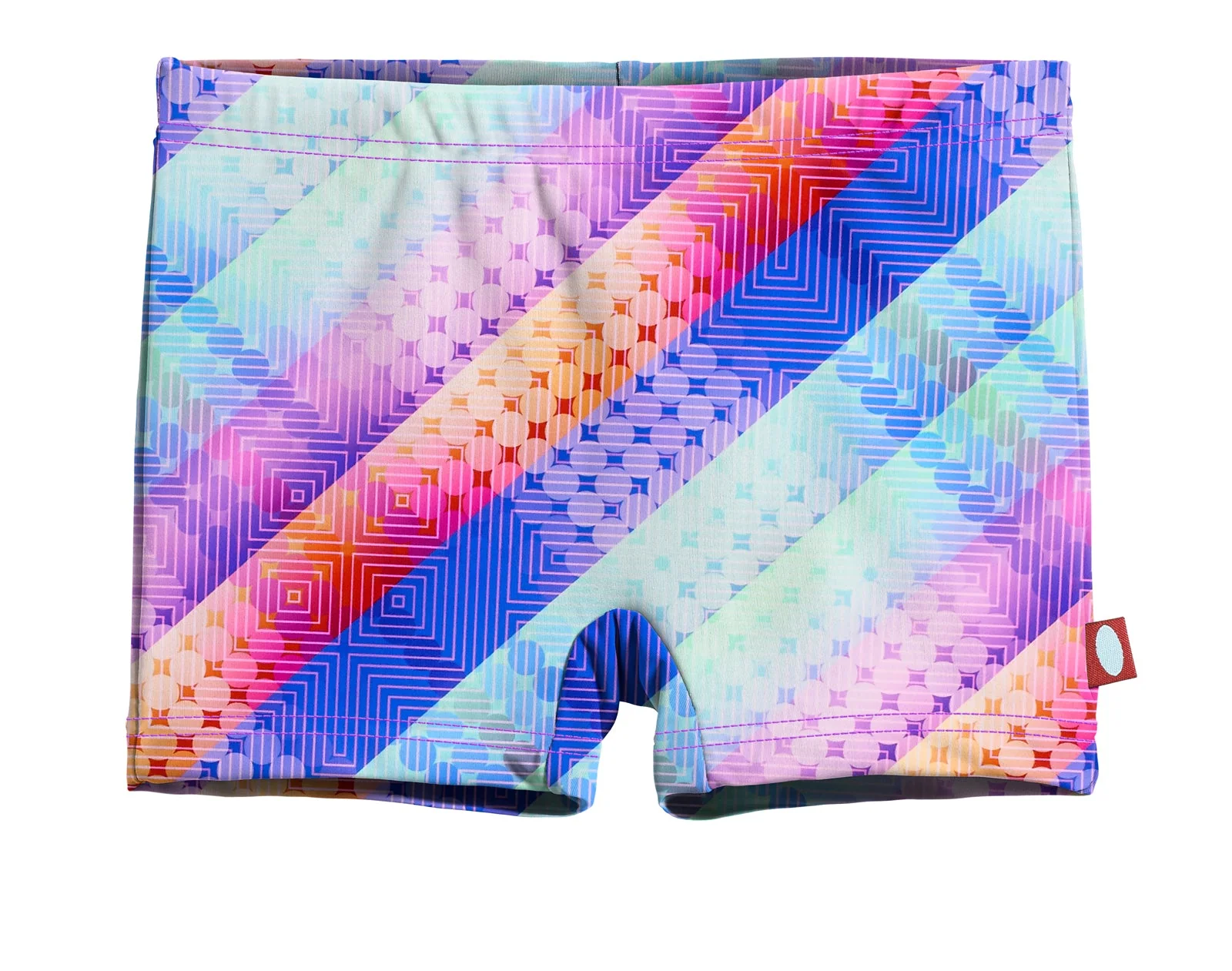 Girls UPF 50+ Printed Swim Boy Shorts  | Plaid Diagonal - Drispect