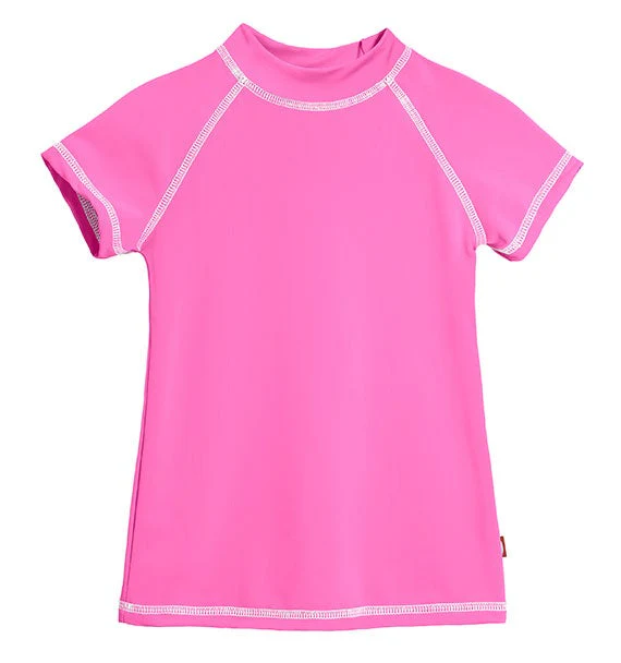 Girls UPF 50+ Short Sleeve Rashguard | Medium Pink - Drispect