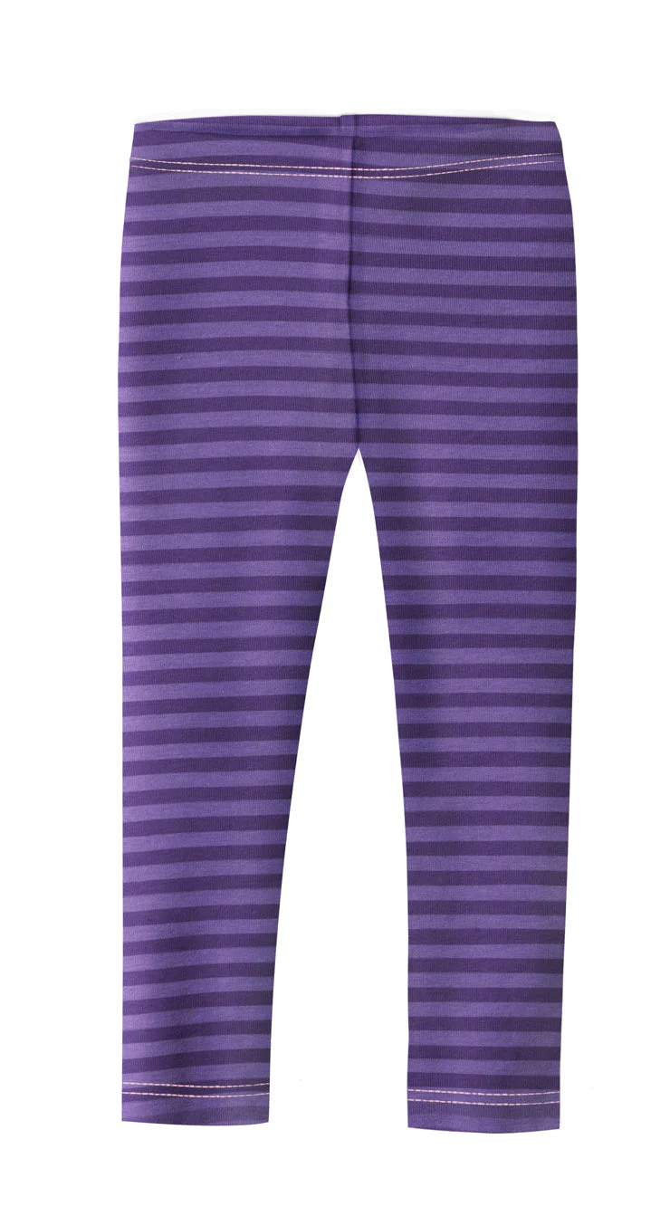 Girls Soft Stripe Leggings  | Purple - Drispect