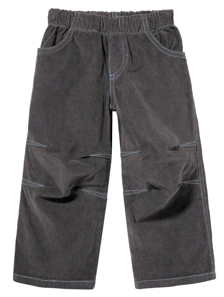 Soft Stretch Cord Pants With Knee Articulation - Contrast Stitch | Charcoal - Drispect