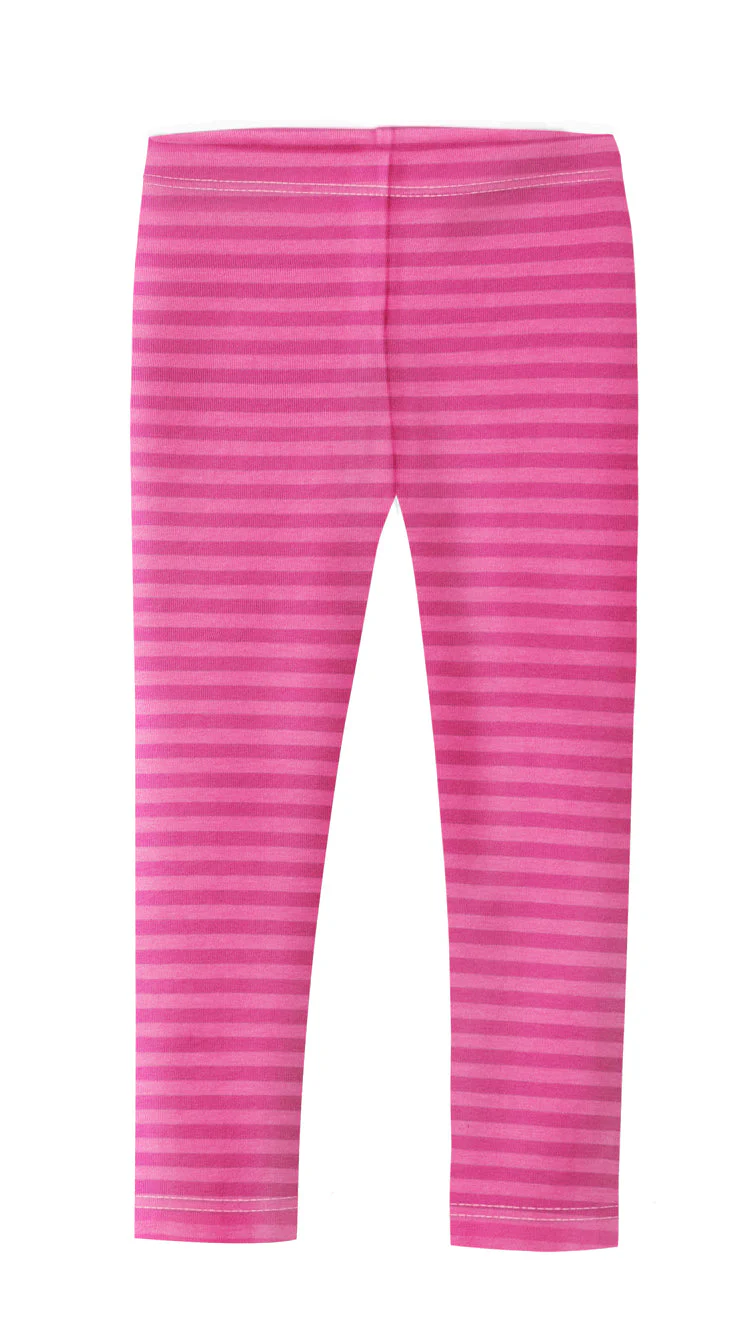 Girls Soft Stripe Leggings  | Hot Pink - Drispect