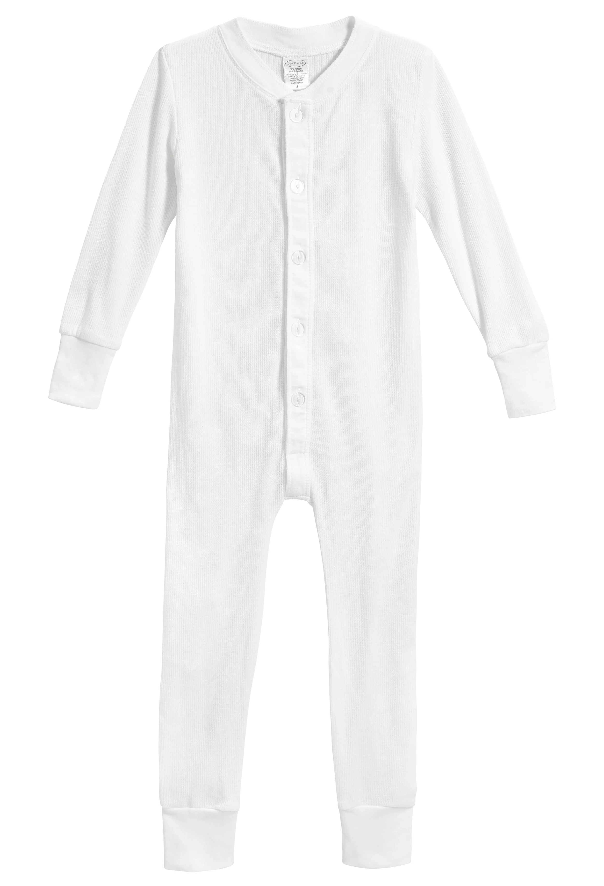 Boys and Girls Soft & Cozy Thermal One- Piece Union Suit  | White - Drispect