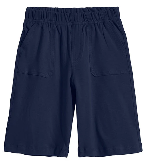 Boys Soft Cotton UPF 50+ 3 -Pocket Jersey Shorts | Dark Navy - Drispect