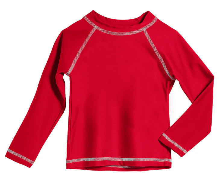 Boys UPF 50+ Long Sleeve Rashguard | Red - Drispect