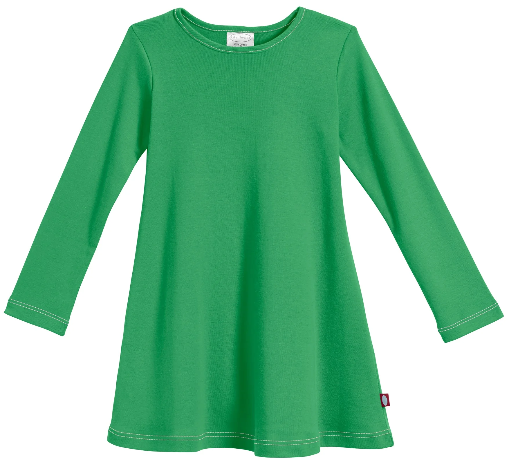 Girls Soft Cotton Long Sleeve Baby Rib Dress | Elf Green - Drispect
