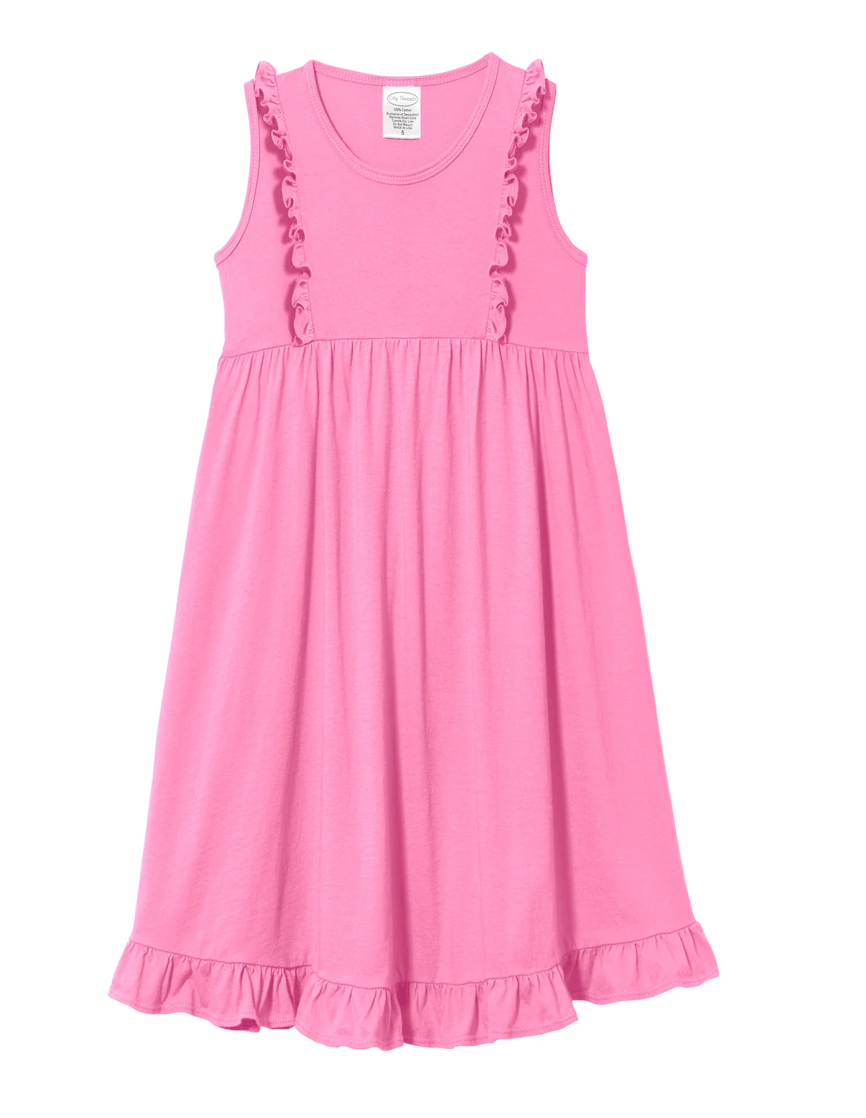 Girls Soft Cotton Jersey Flutter Tank Dress | Medium Pink - Drispect