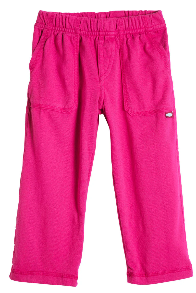 Boys Soft Cotton 3-Pocket Jersey Pants - UPF 50+ | Hot Pink - Drispect
