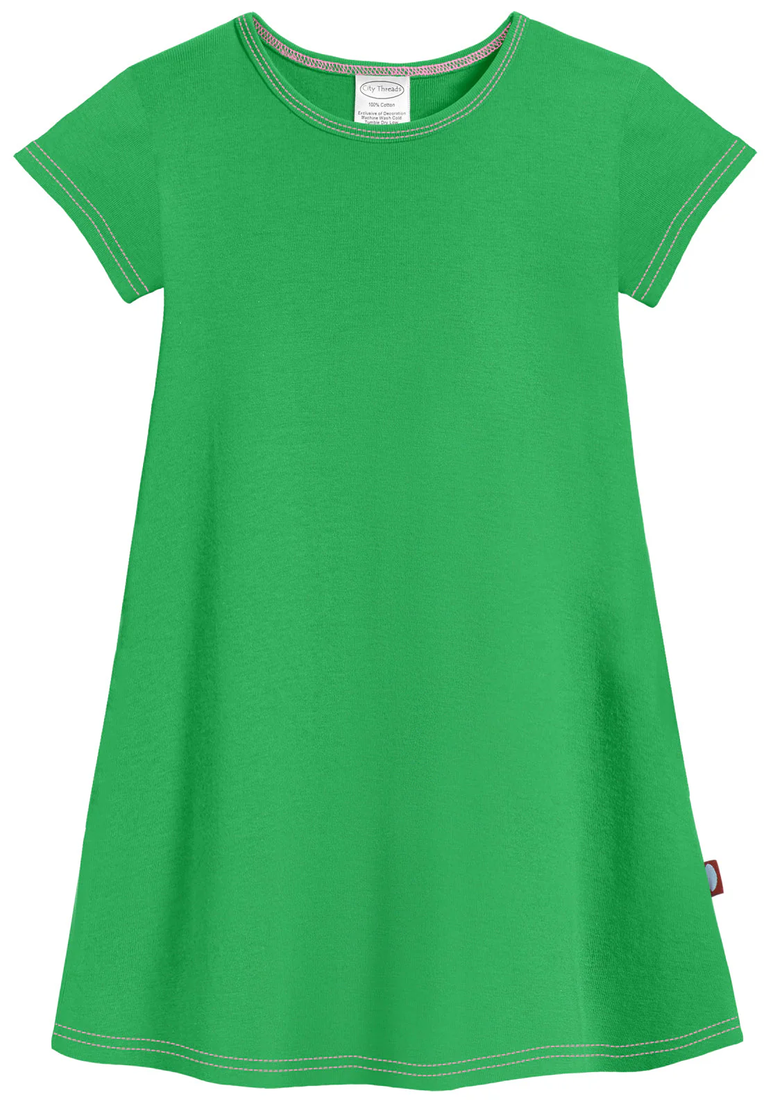 Girls Soft Cotton Jersey Cap Sleeve Dress | Elf Green - Drispect