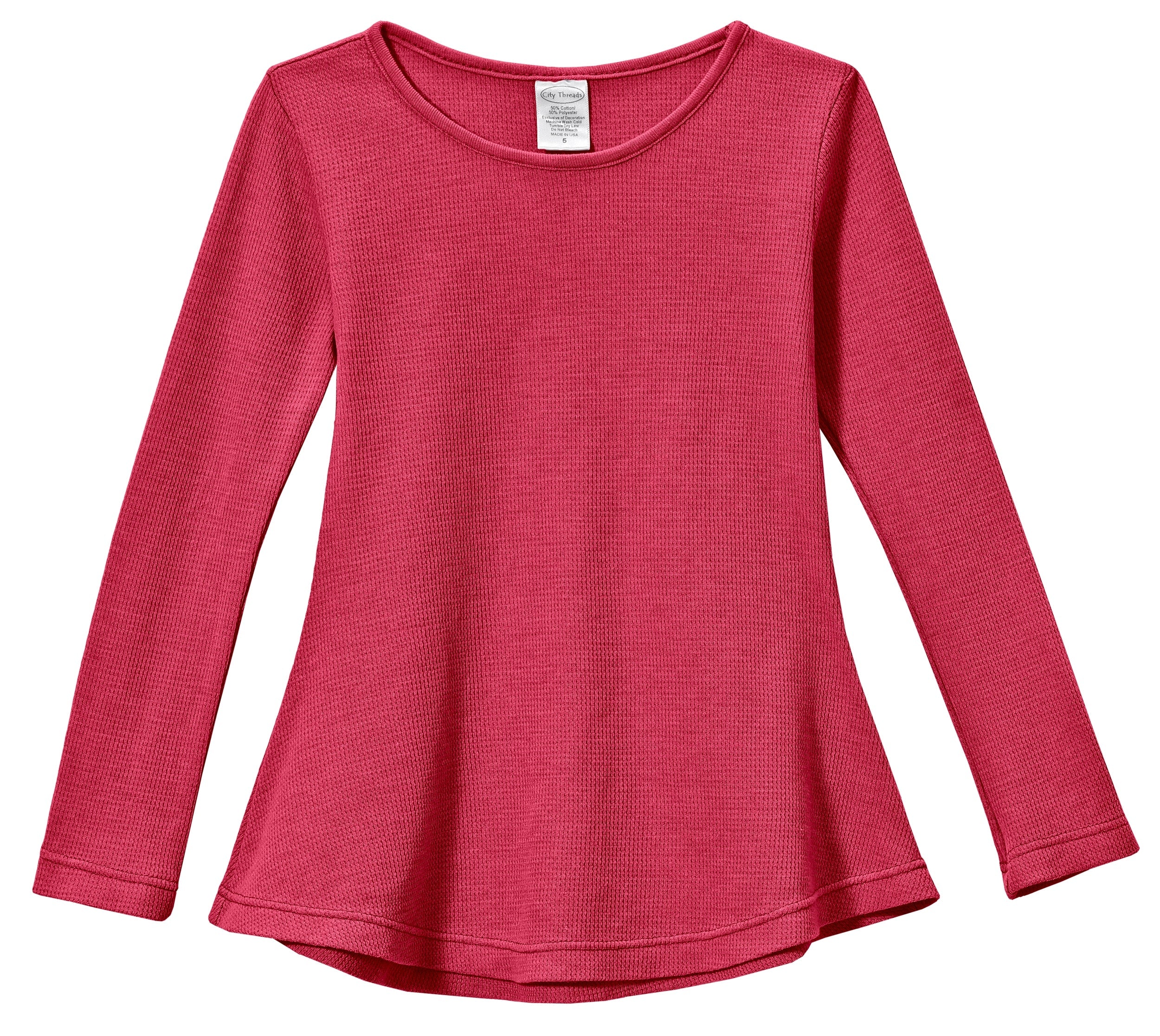 Girls Soft & Cozy Thermal Long Sleeve Tunic | Candy Apple - Drispect