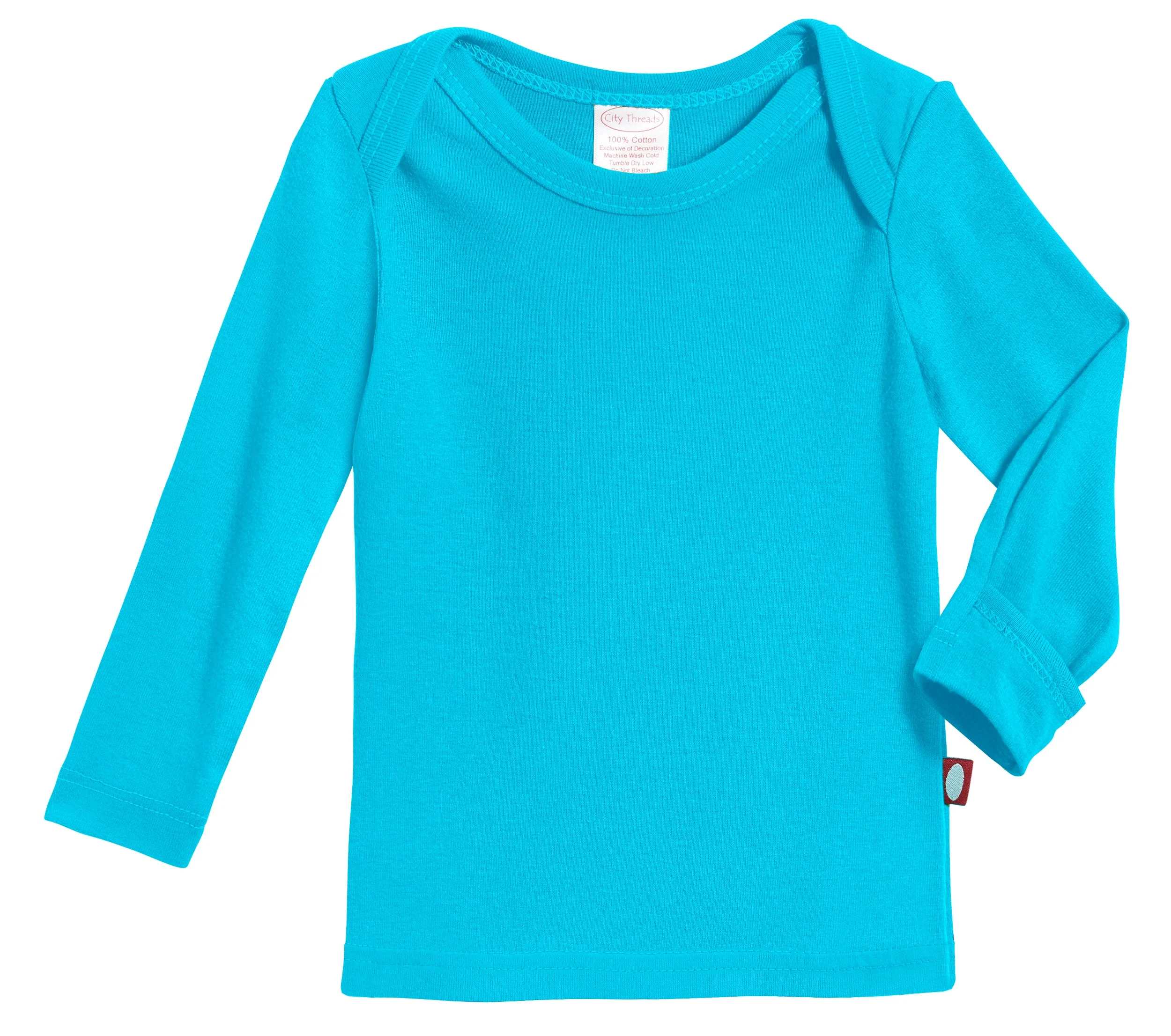 Super-Soft Organic Cotton Baby Rib Long Sleeve Lap Tee| Turquoise - Drispect