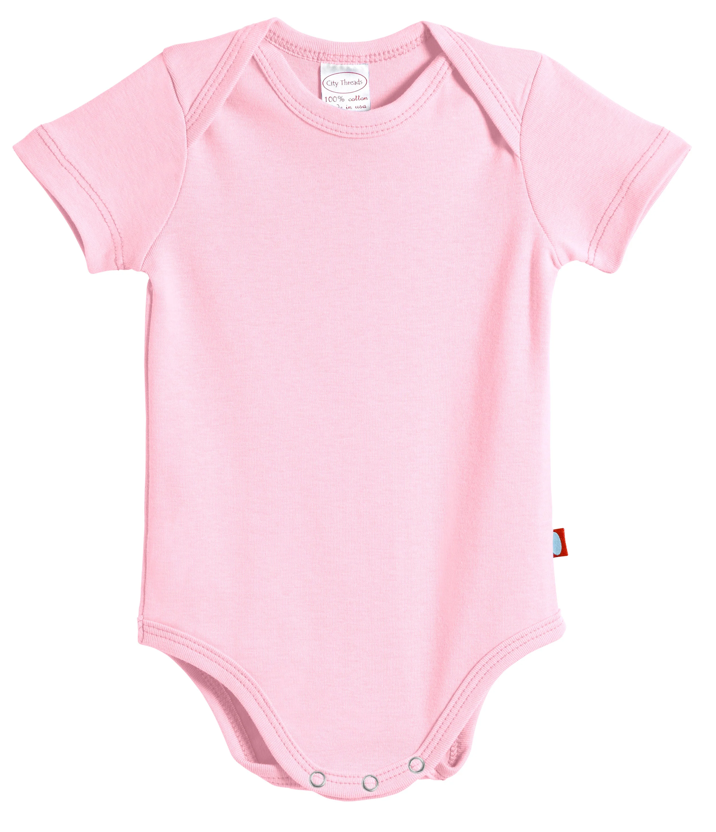 Super-Soft Organic Cotton Baby Rib Short Sleeve Snap Onesie| Bright Light Pink - Drispect