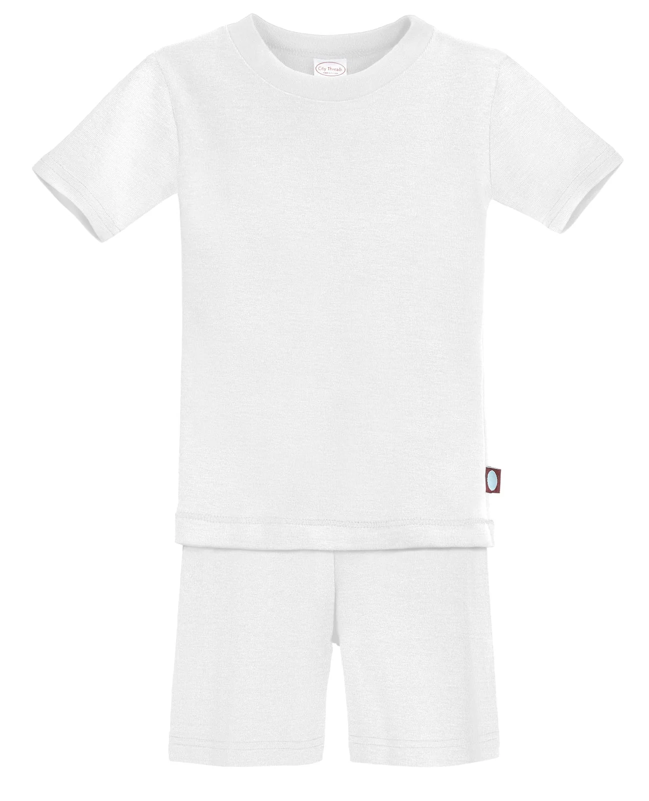 Boys and Girls Soft Organic Cotton Short Sleeve Snug Fit Pajama Set | White - Drispect