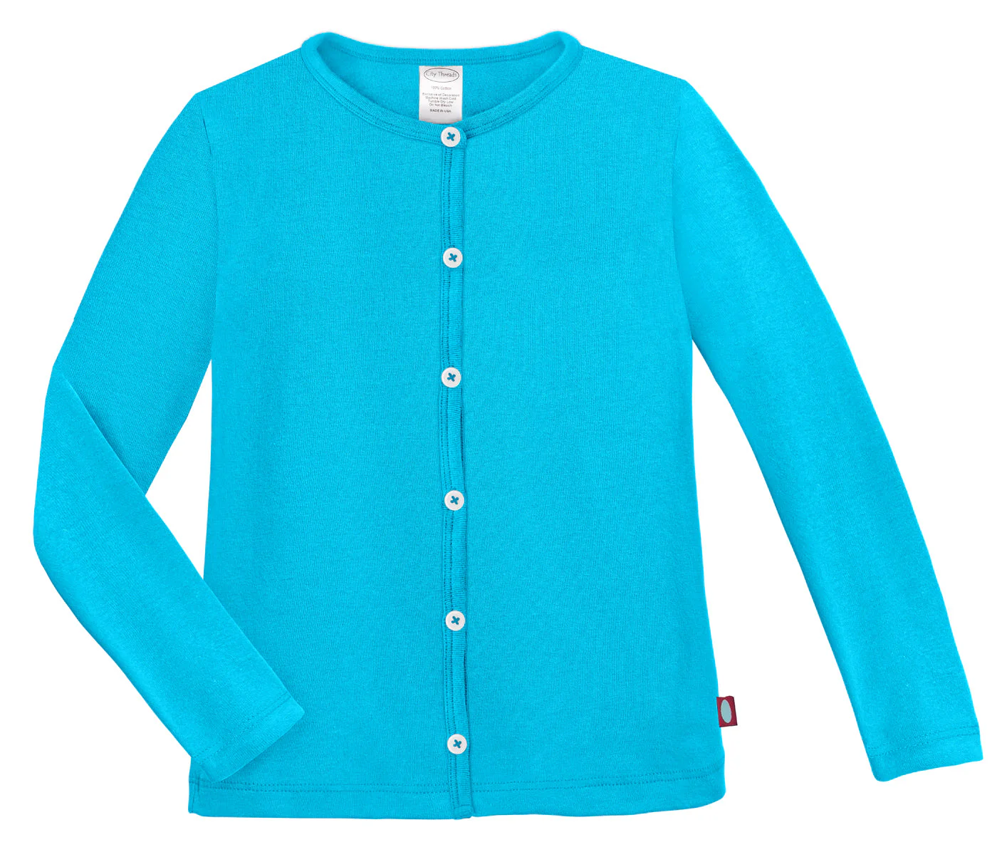 Girls Soft Cotton Button-Down Cardigan | Turquoise - Drispect
