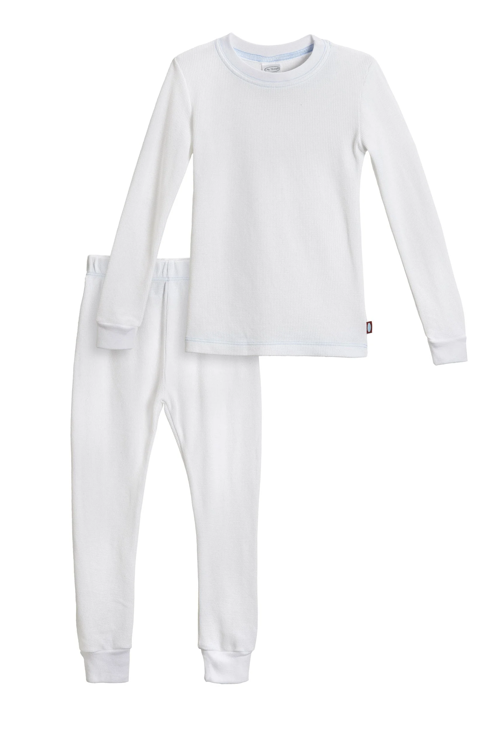 Boys Soft & Cozy Thermal 2-Piece Long Johns | White w- Baby Blue Stitch - Drispect