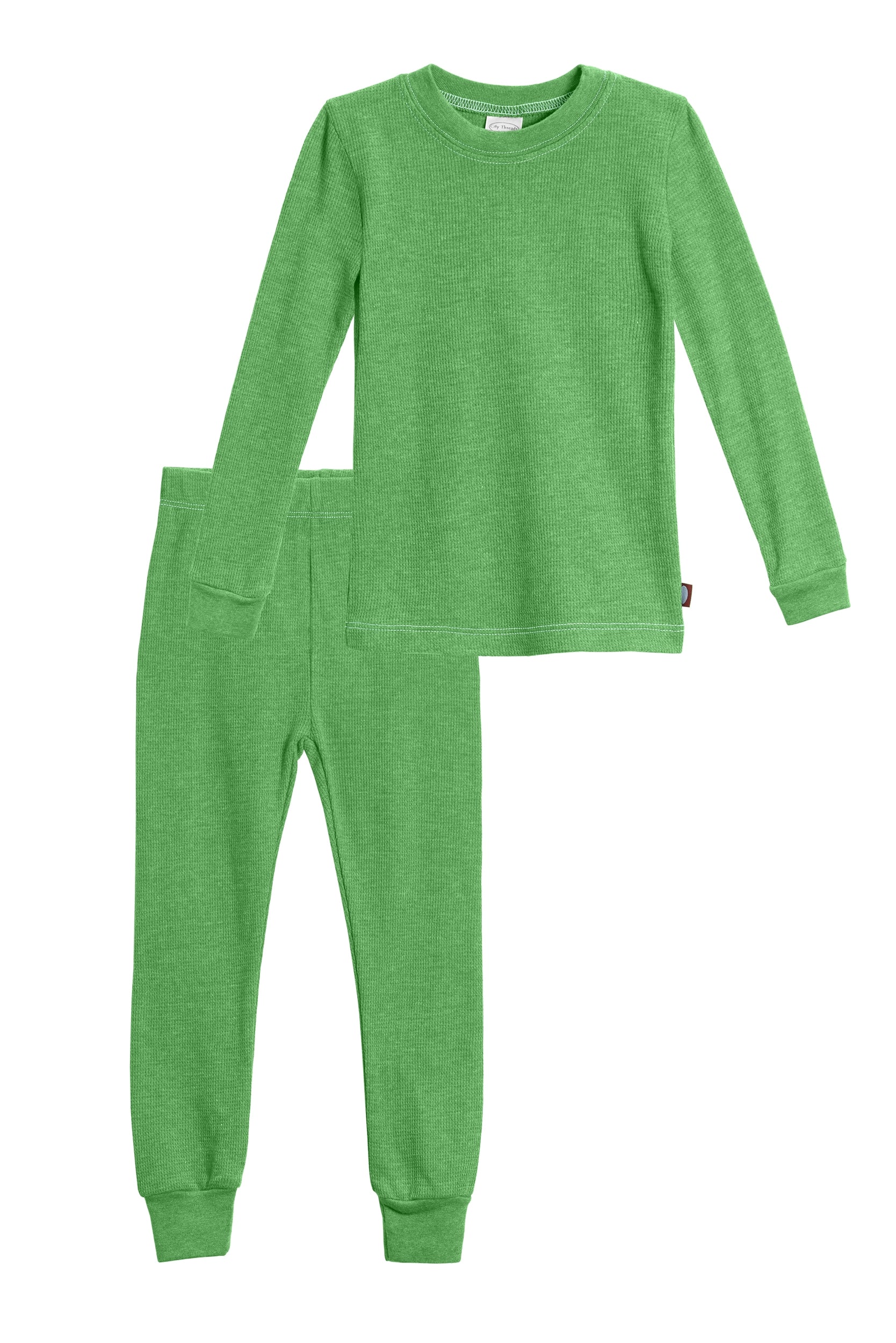 Boys Soft & Cozy Thermal 2-Piece Long Johns | Elf Green w- Baby Blue Stitch - Drispect