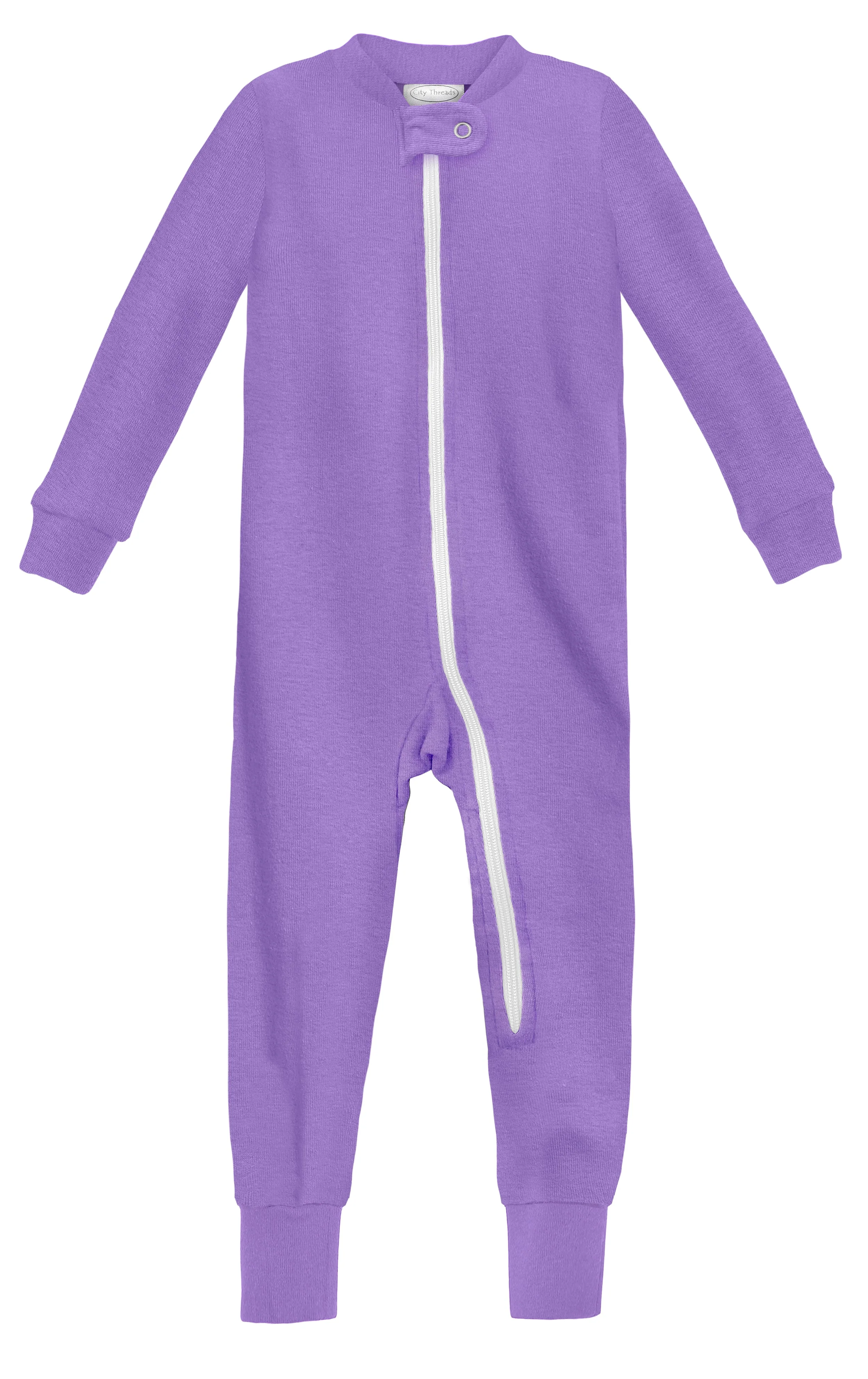 Super-Soft Organic Cotton Footless Zip Footie| Deep Purple - Drispect