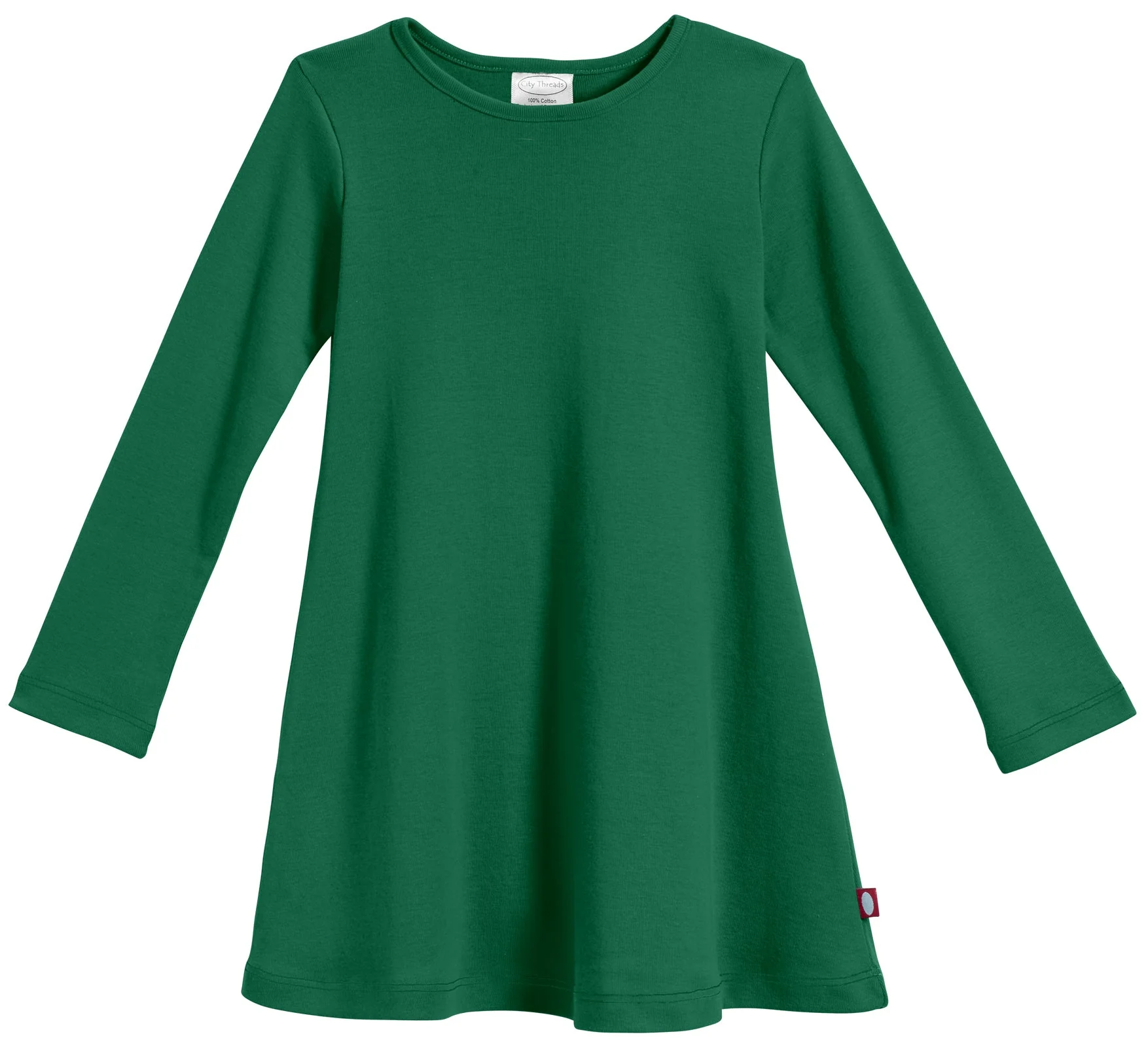 Girls Soft Cotton Long Sleeve Baby Rib Dress | Forest Green - Drispect