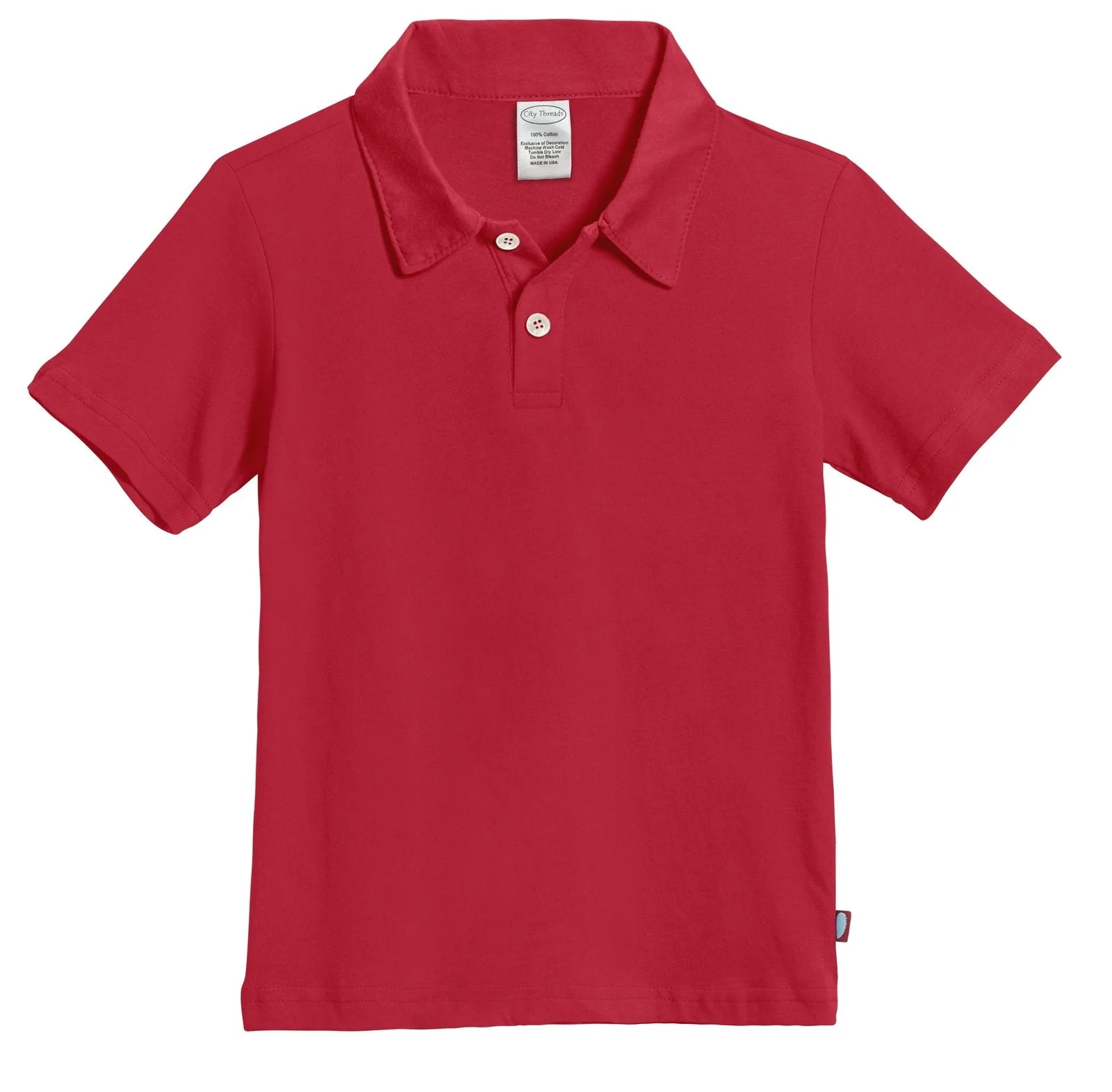 Boys Soft Cotton Jersey 2-Button Short Sleeve Polo Shirt | Uniform Red - Drispect