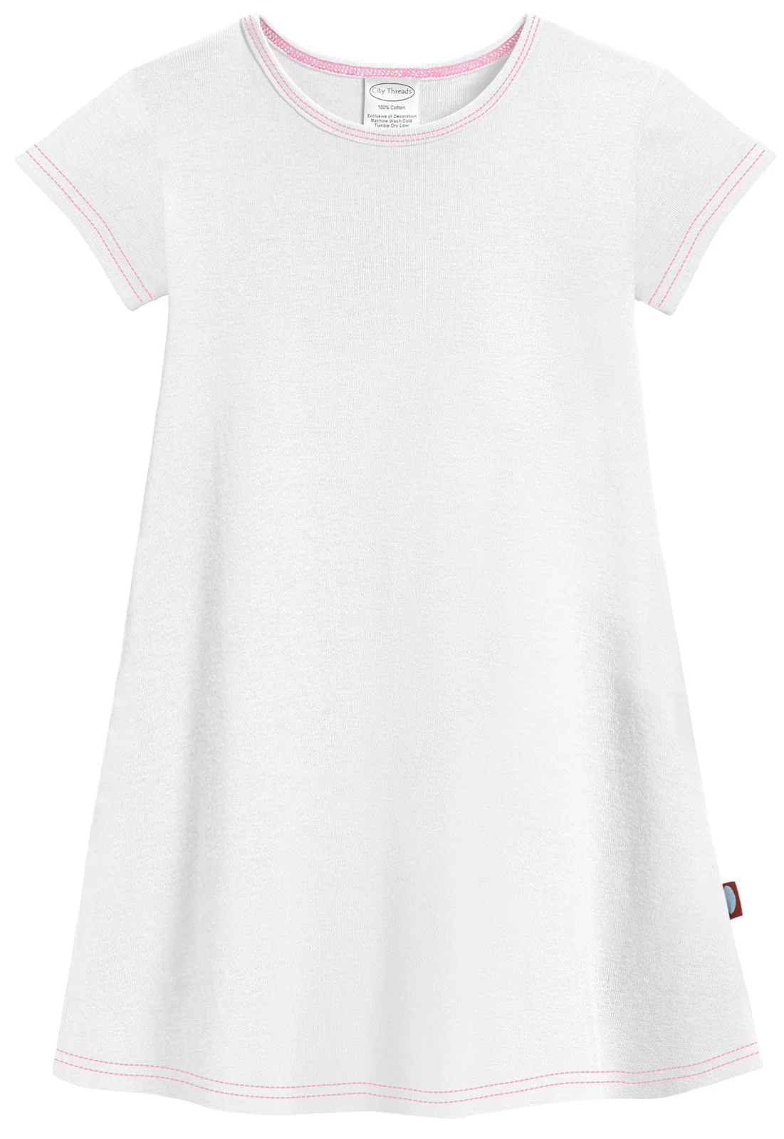 Girls Soft Cotton Jersey Cap Sleeve Dress | White - Drispect