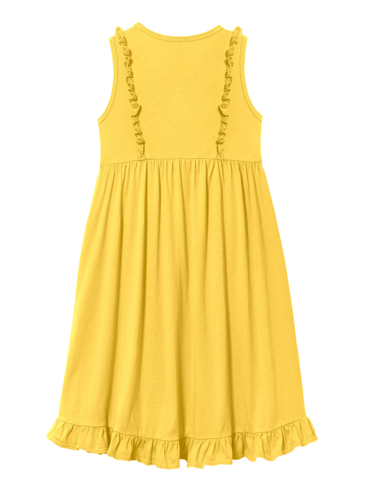 Girls Soft Cotton Jersey Flutter Tank Dress | Yellow - Drispect