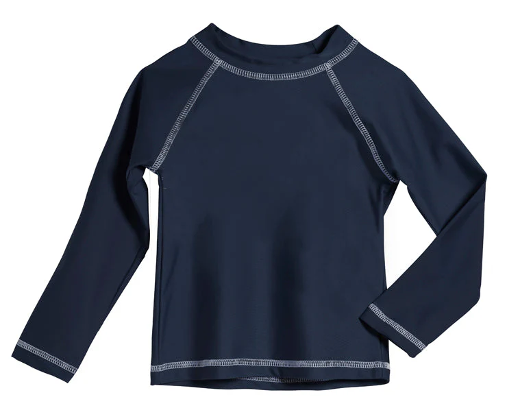 Boys UPF 50+ Long Sleeve Rashguard | Navy Blue - Drispect