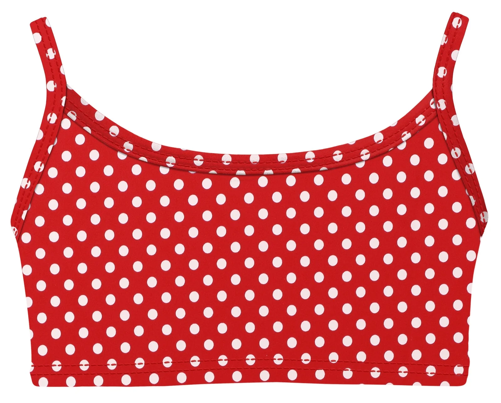 Girls UPF 50+ Printed Bikini Swim Top  | Red w- White Polka Dot - Drispect