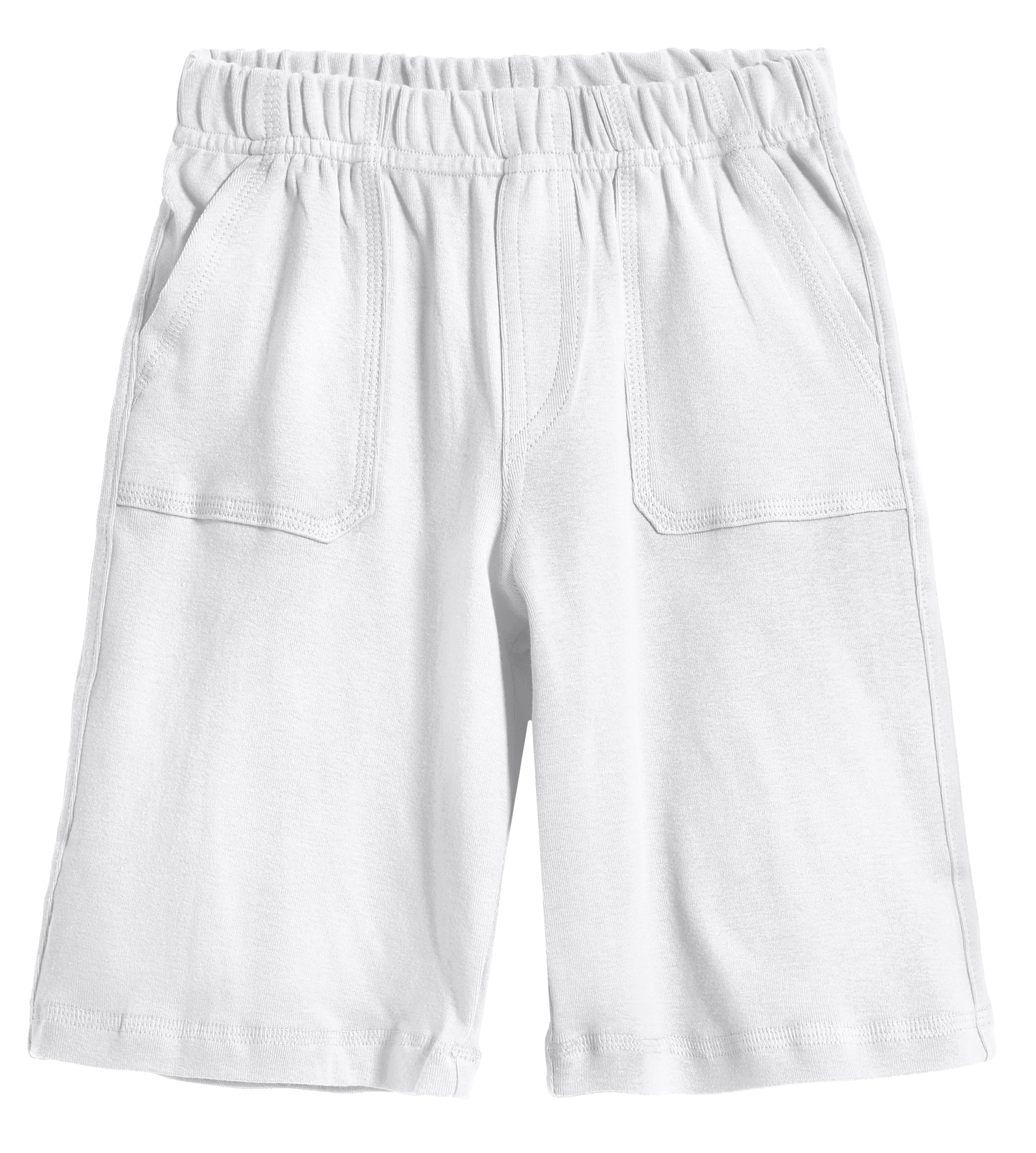 Boys Soft Cotton UPF 50+ 3 -Pocket Jersey Shorts | White - Drispect