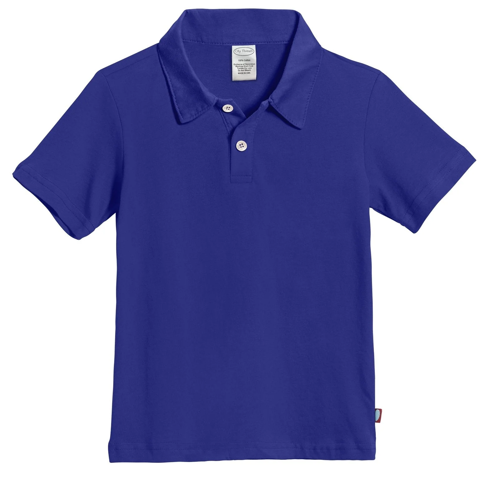 Boys Soft Cotton Jersey 2-Button Short Sleeve Polo Shirt | Uniform Royal - Drispect