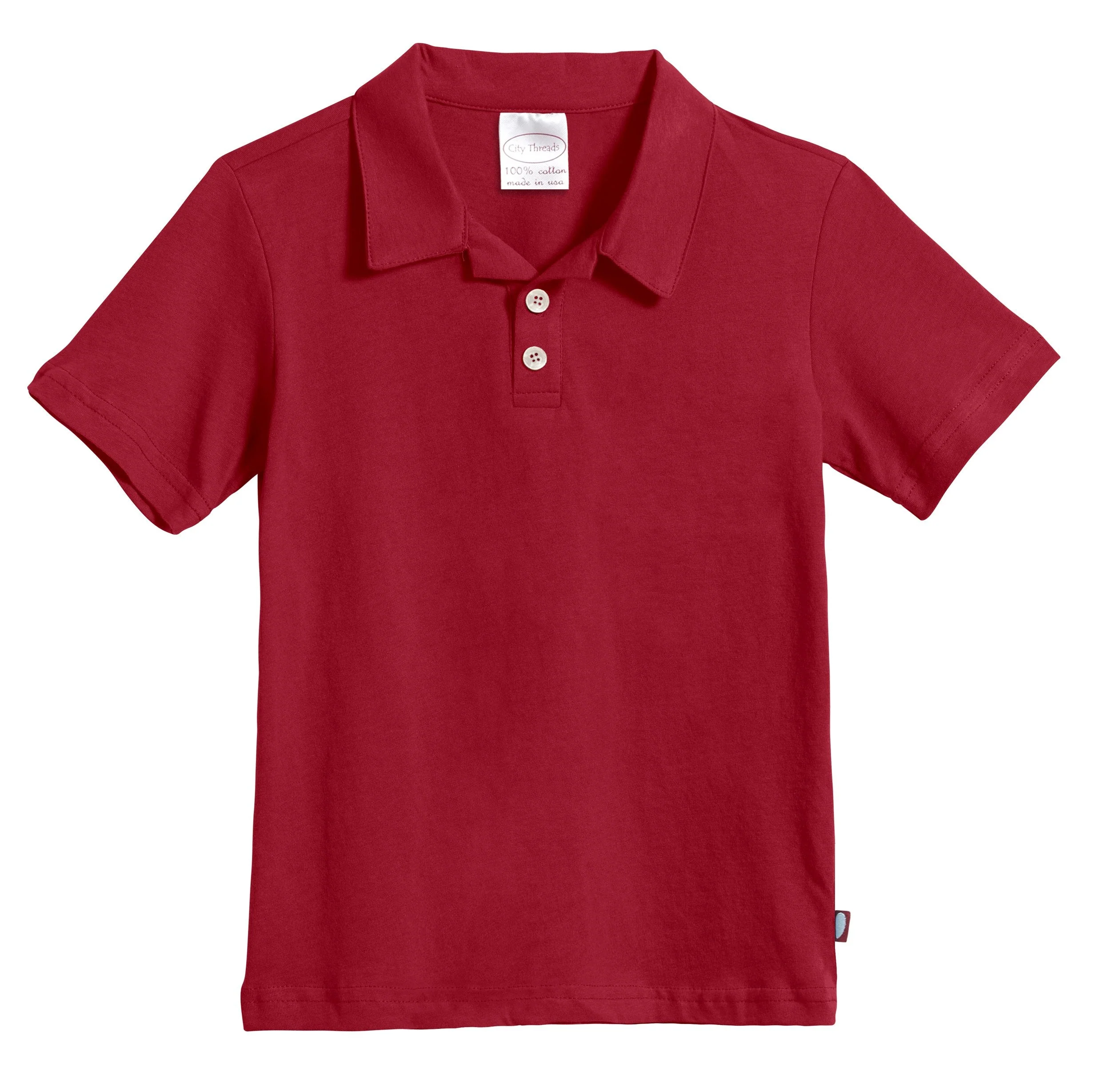 Boys Soft Cotton Jersey 2-Button Short Sleeve Polo Shirt | Red - Drispect