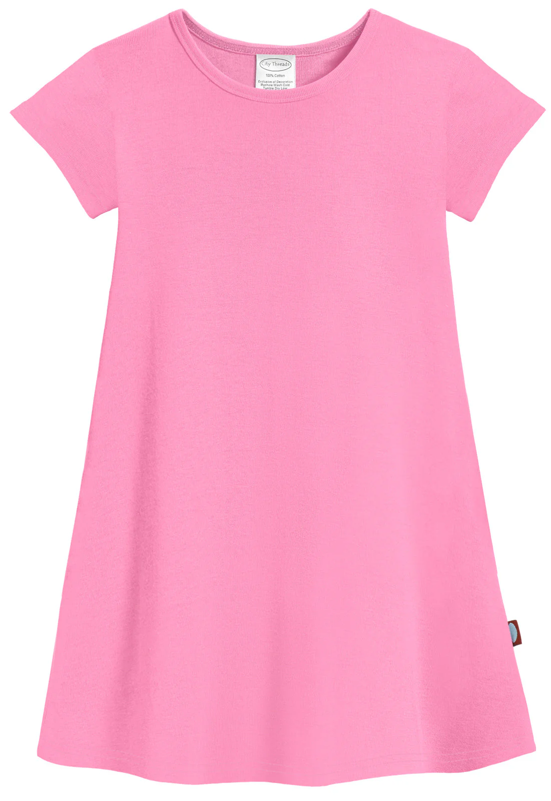Girls Soft Cotton Jersey Cap Sleeve Dress | Medium Pink - Drispect