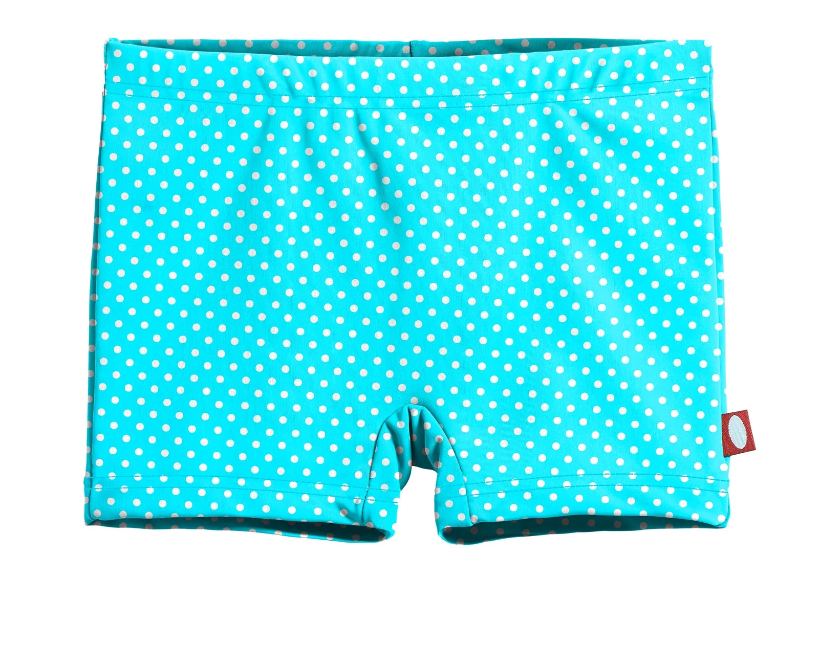 Girls UPF 50+ Printed Swim Boy Shorts  | Turquoise w- White Polka Dot - Drispect