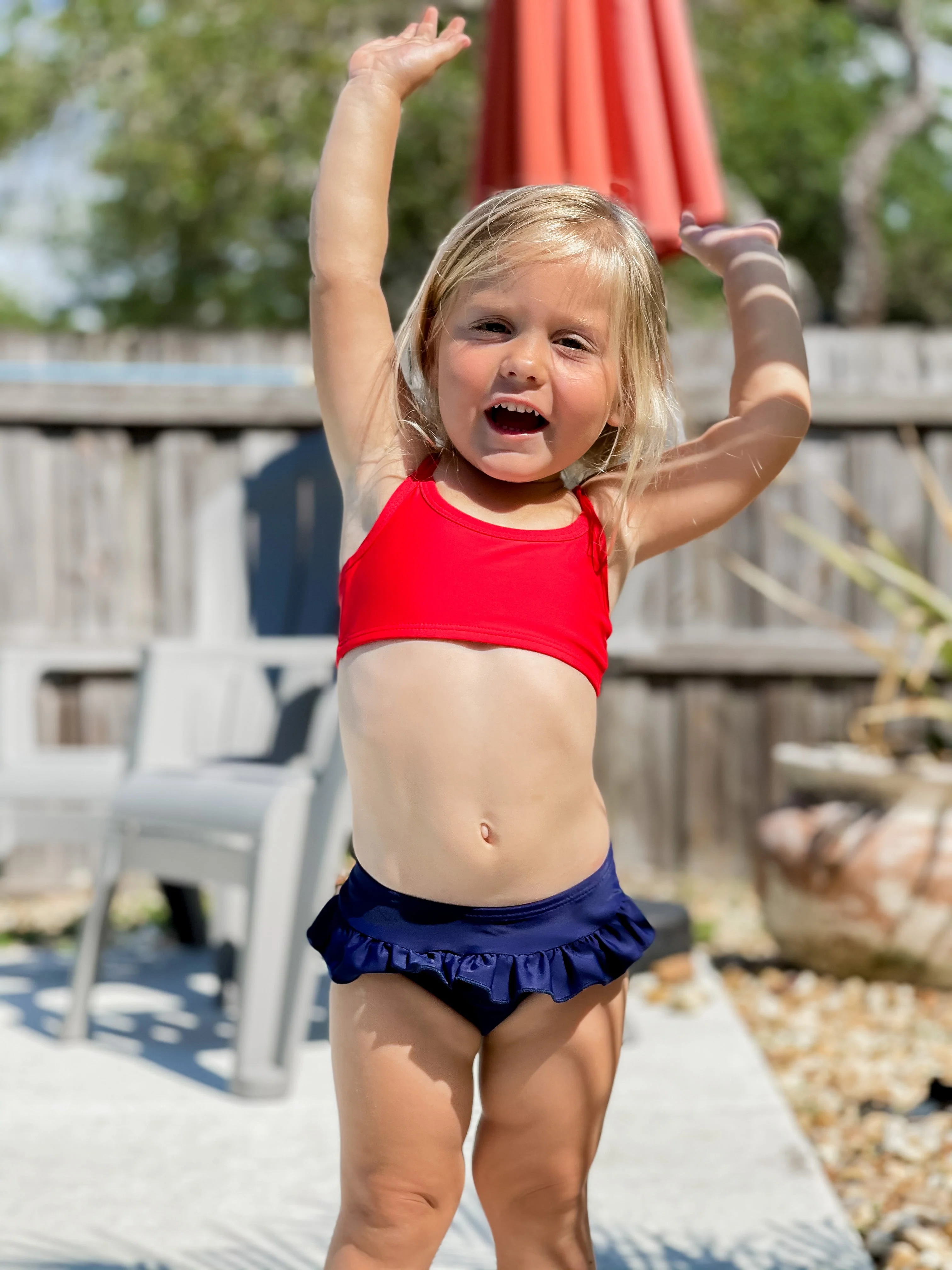 Girls UPF 50+ Ruffle Swim Briefs | Navy - Drispect