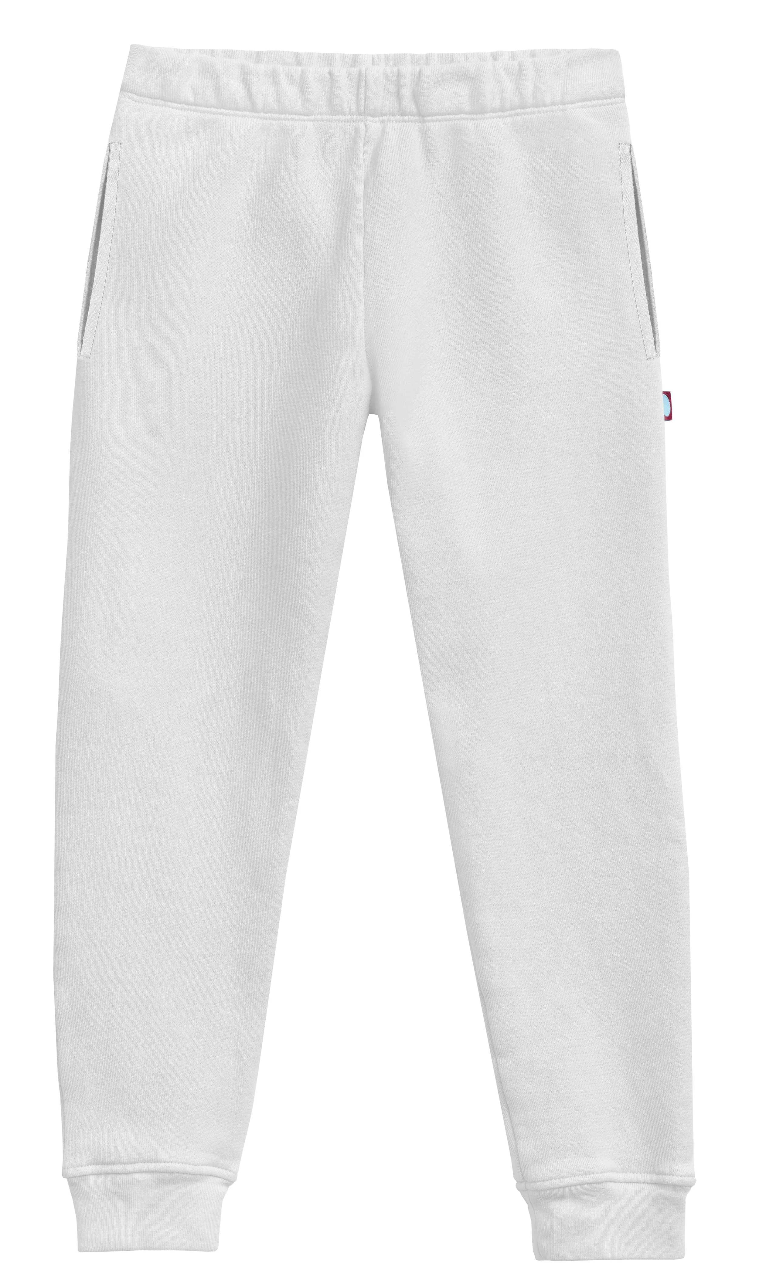 Boys and Girls Lightweight Soft Cotton Fleece Pocket Jogger | White - Drispect