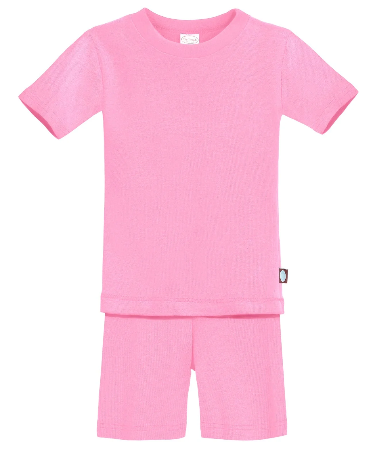 Boys and Girls Soft Organic Cotton Short Sleeve Snug Fit Pajama Set | Medium Pink - Drispect