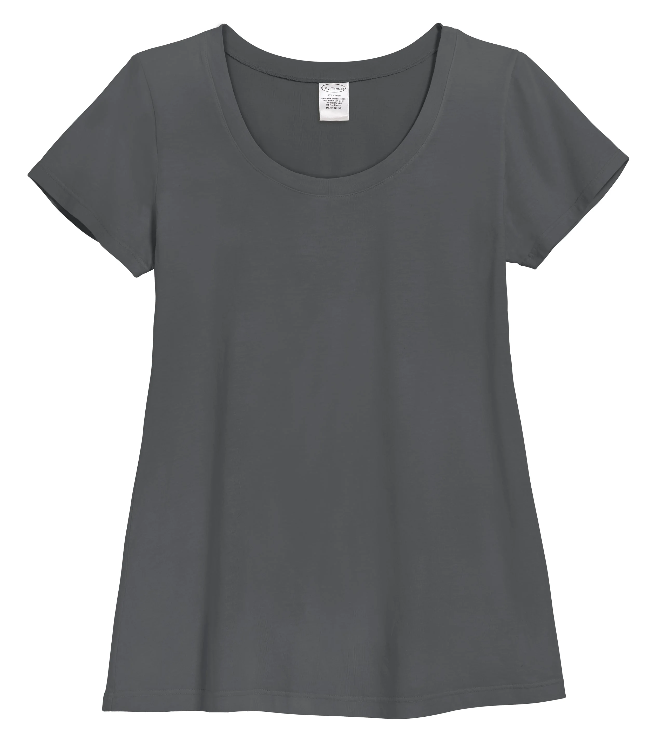 Women's Soft Supima Cotton Short Sleeve Everyday Comfy Crew Tee | Charcoal - Drispect